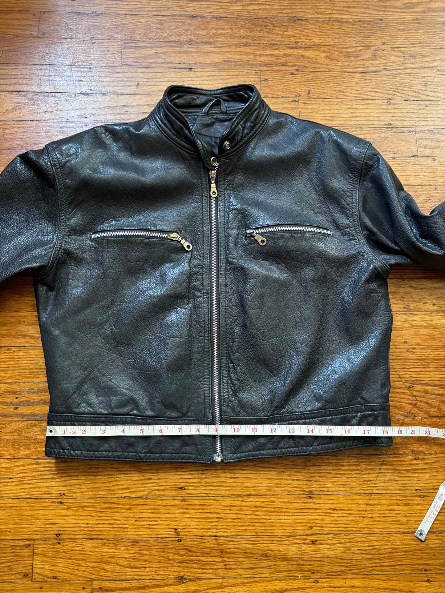 Women's Leather Cafe Racer Motorcycle Jacket, Large