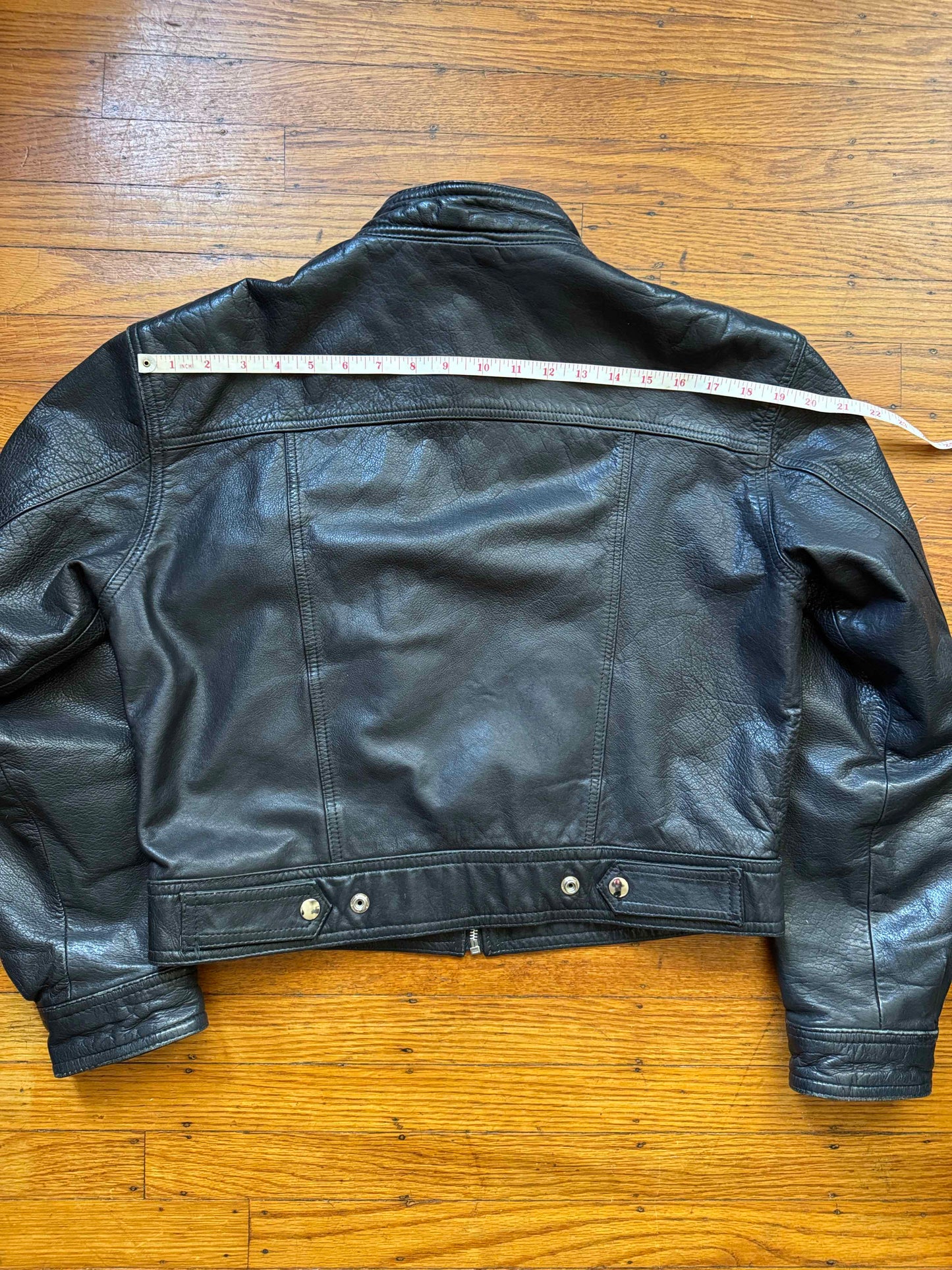 Women's Leather Cafe Racer Motorcycle Jacket, Large