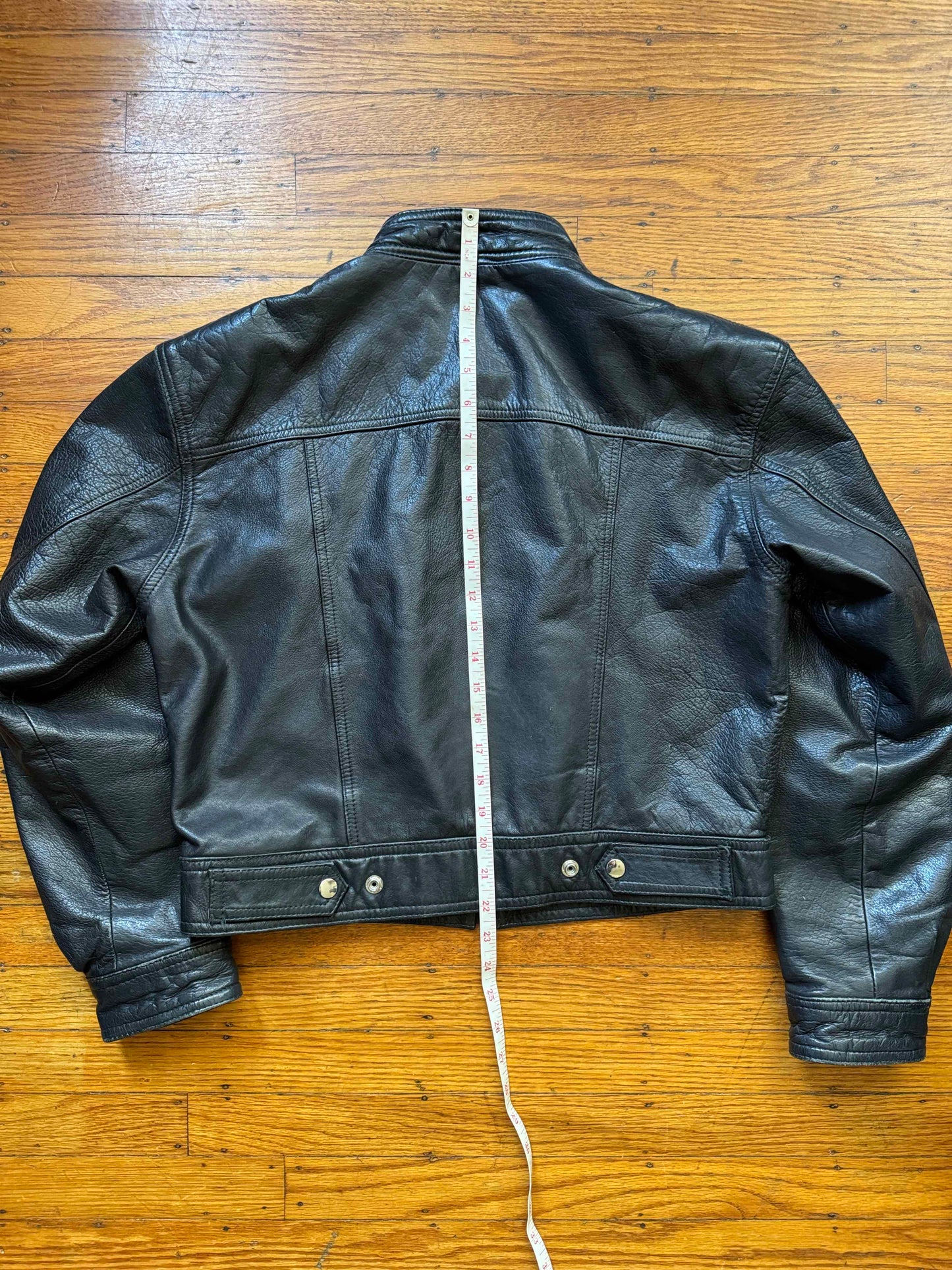 Women's Leather Cafe Racer Motorcycle Jacket, Large
