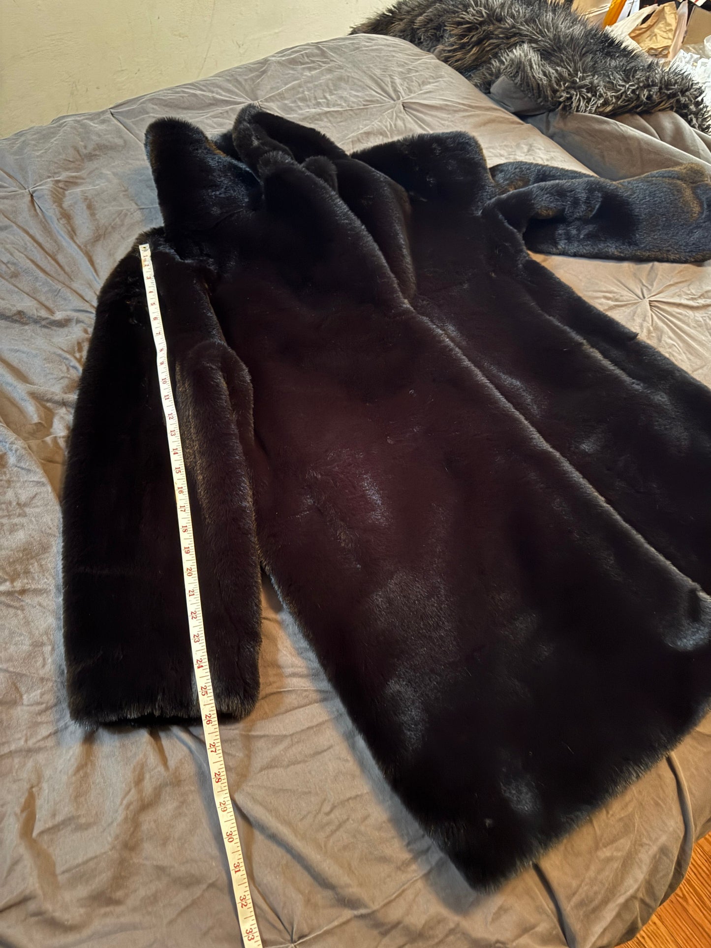 Black Faux Fur Statement Coat, M