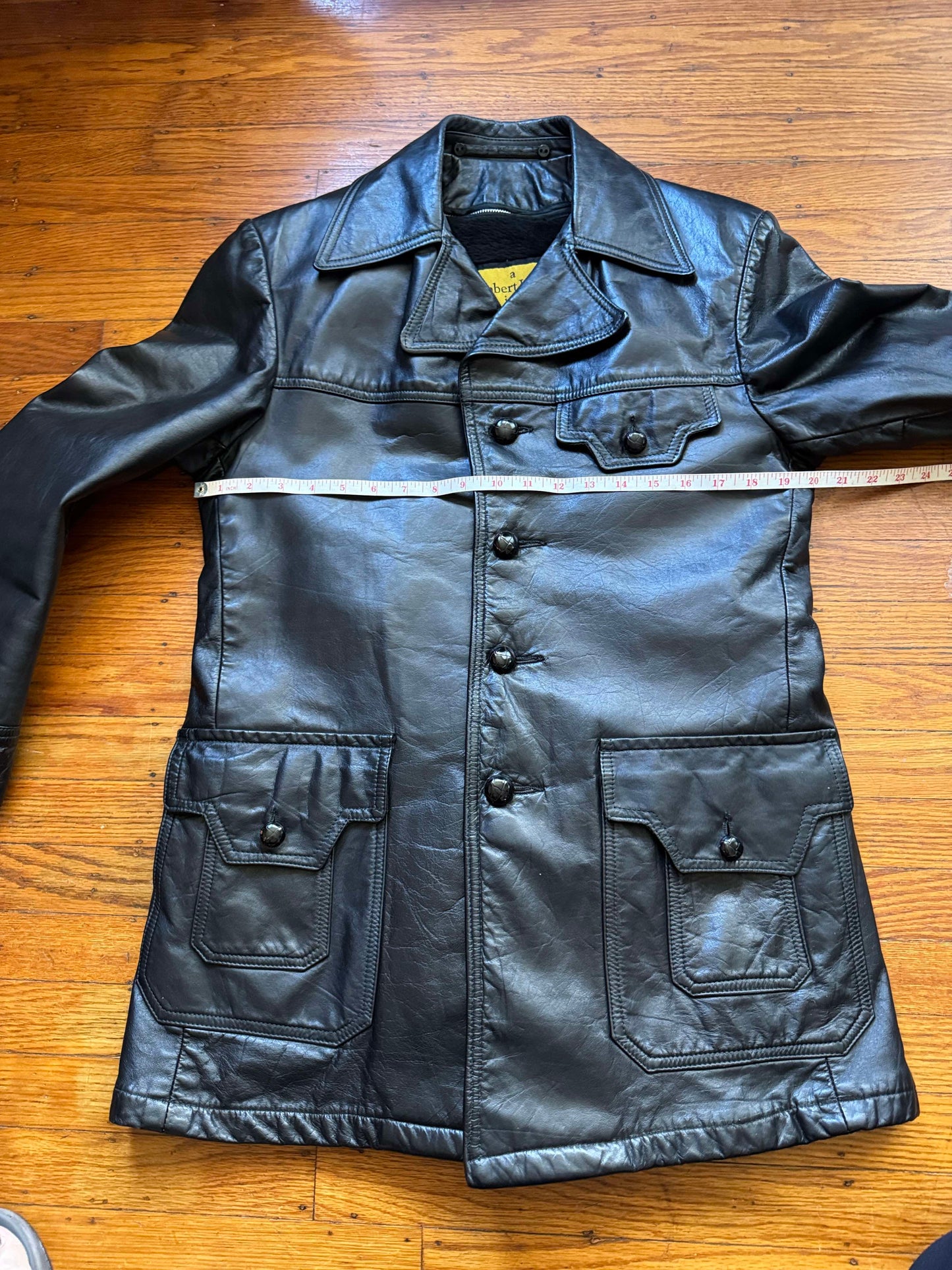 Men's 1970's Leather Blazer Jacket, M 38
