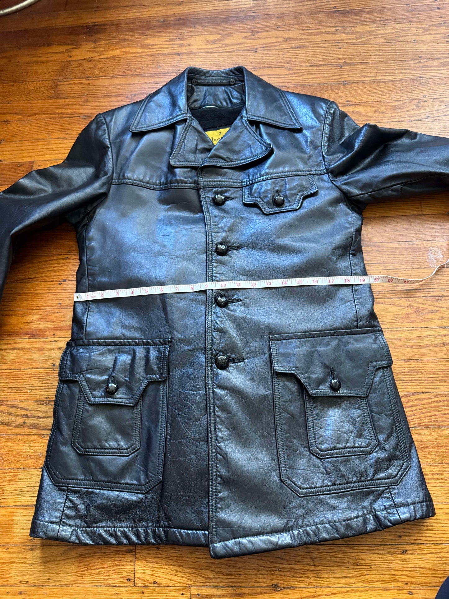 Men's 1970's Leather Blazer Jacket, M 38