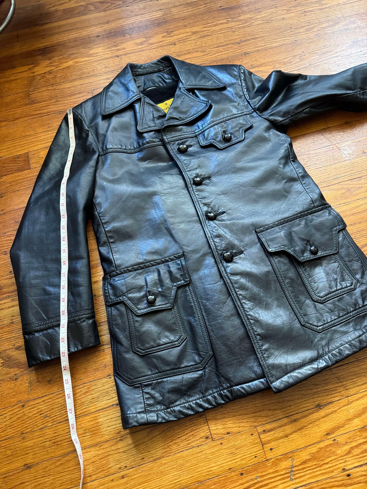 Men's 1970's Leather Blazer Jacket, M 38