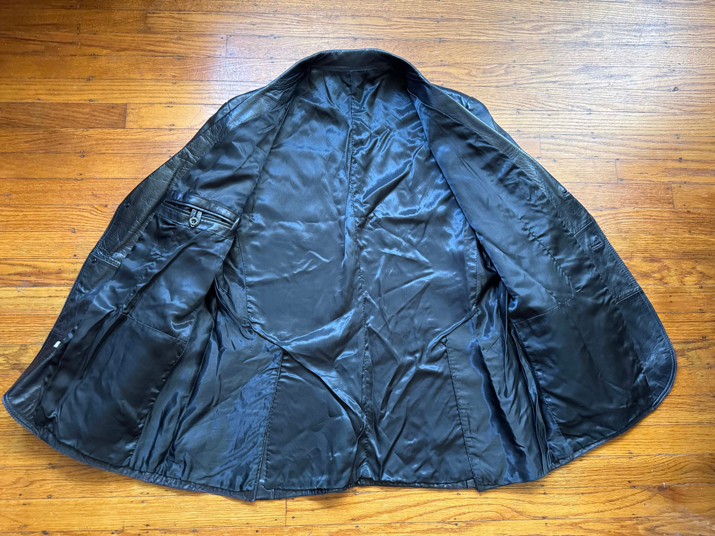 Men's 1970's Leather Blazer Jacket, XL 46