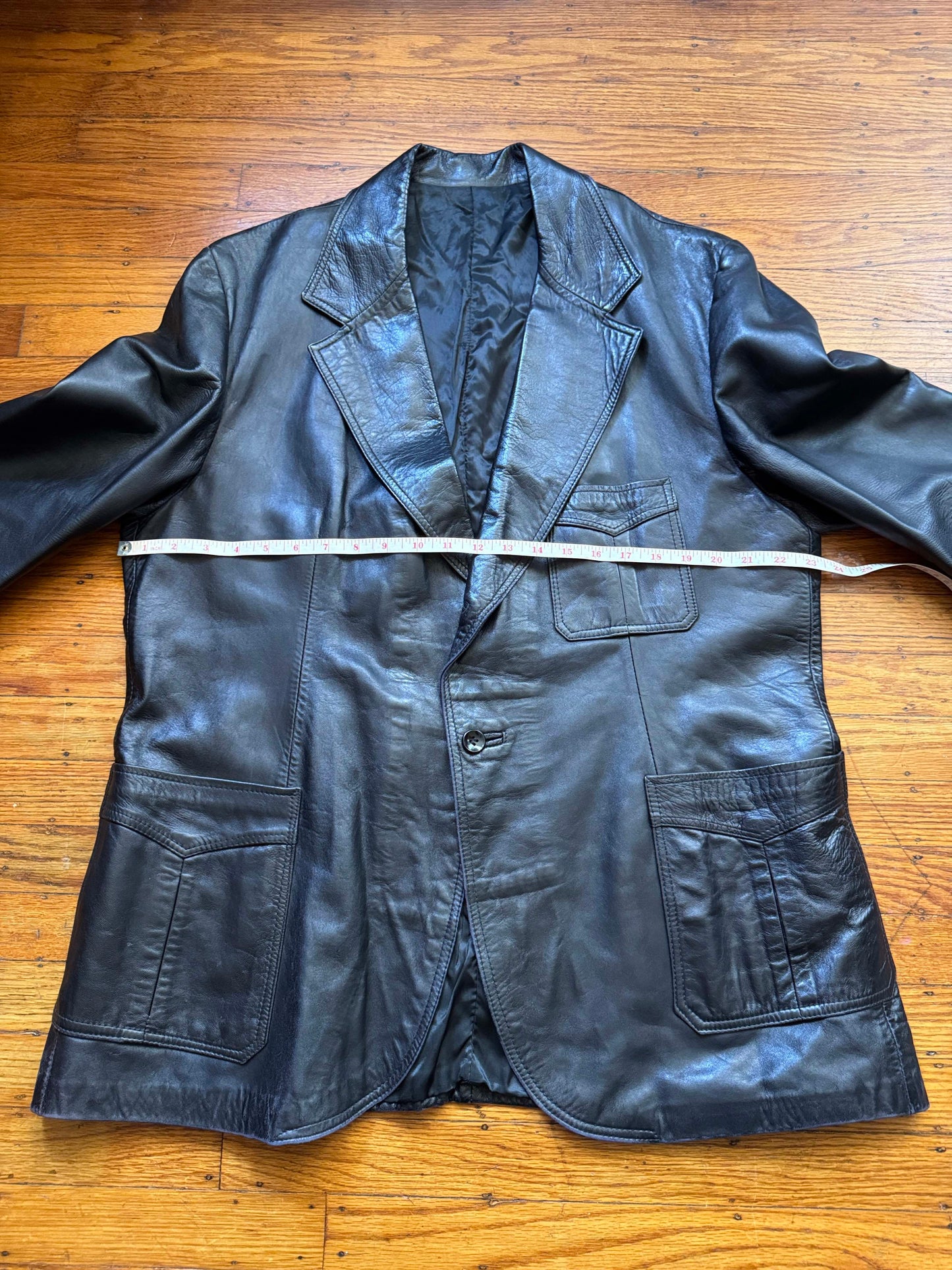 Men's 1970's Leather Blazer Jacket, XL 46