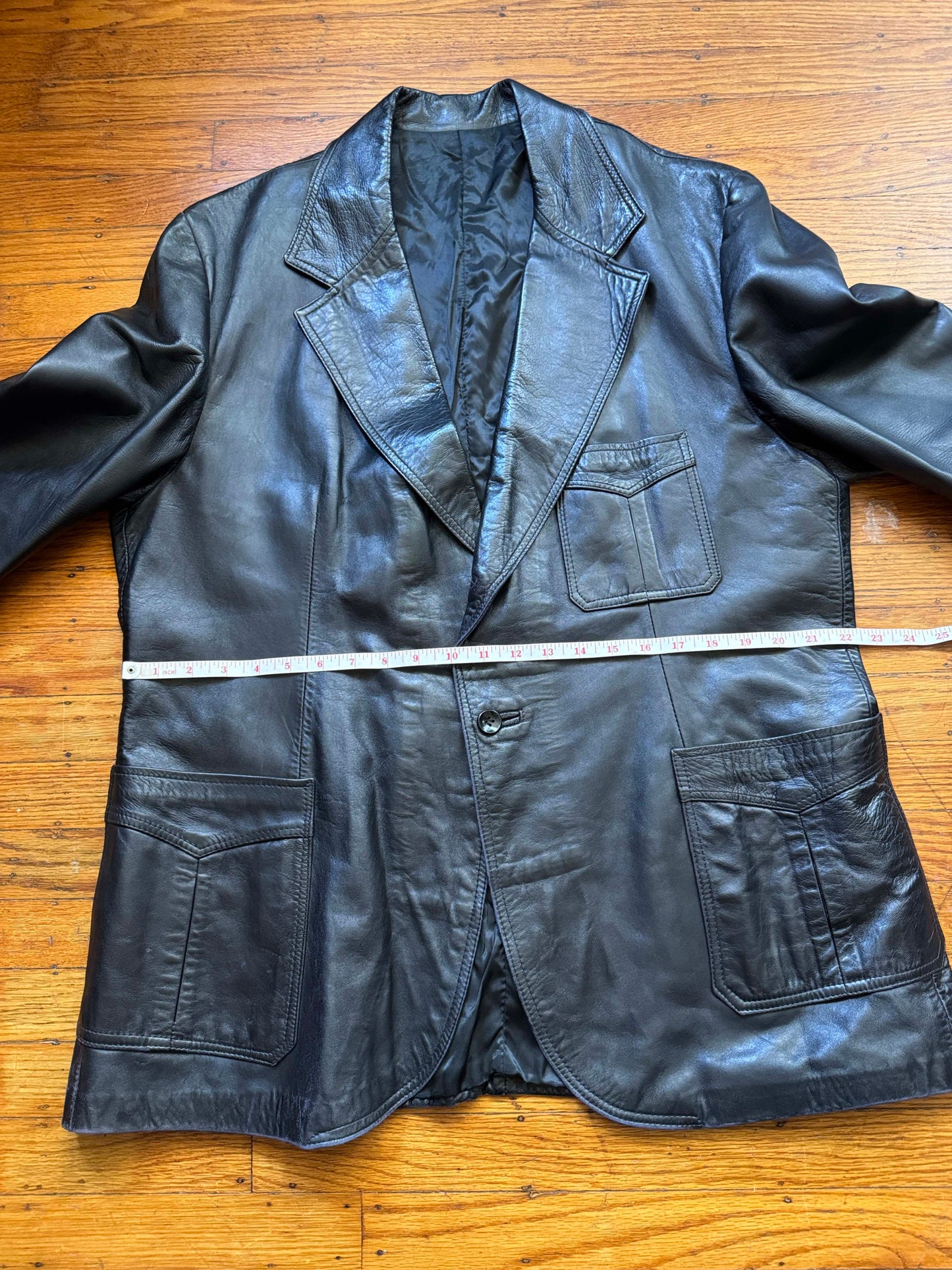 Men's 1970's Leather Blazer Jacket, XL 46