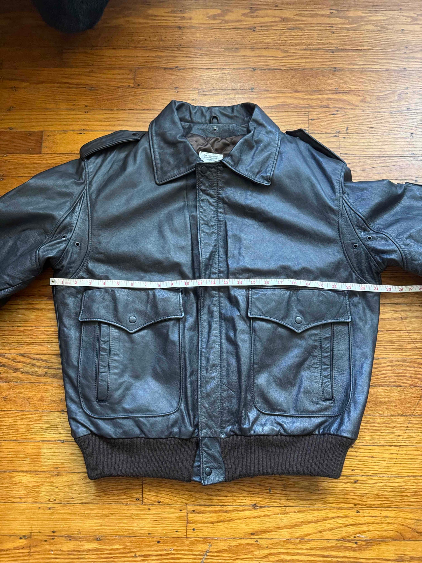 Vintage Men's Dark Brown Leather Bomber Jacket, XL, 46