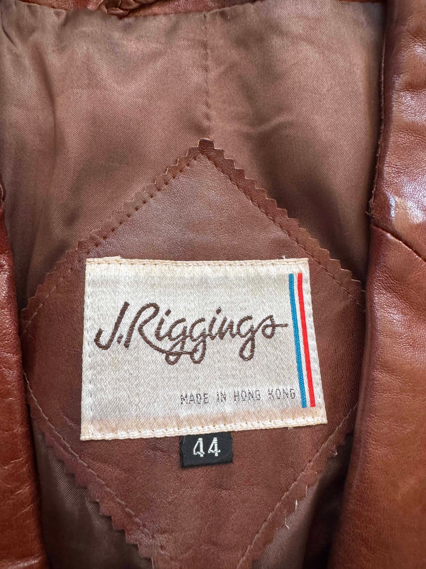 Men's 1970's Brown Leather Blazer Jacket, XL 44