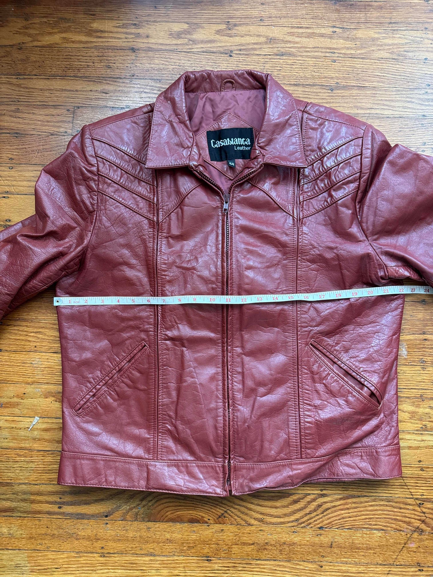 Men's (Unisex) 1970's Oxblood Vintage Leather Jacket, XL 44