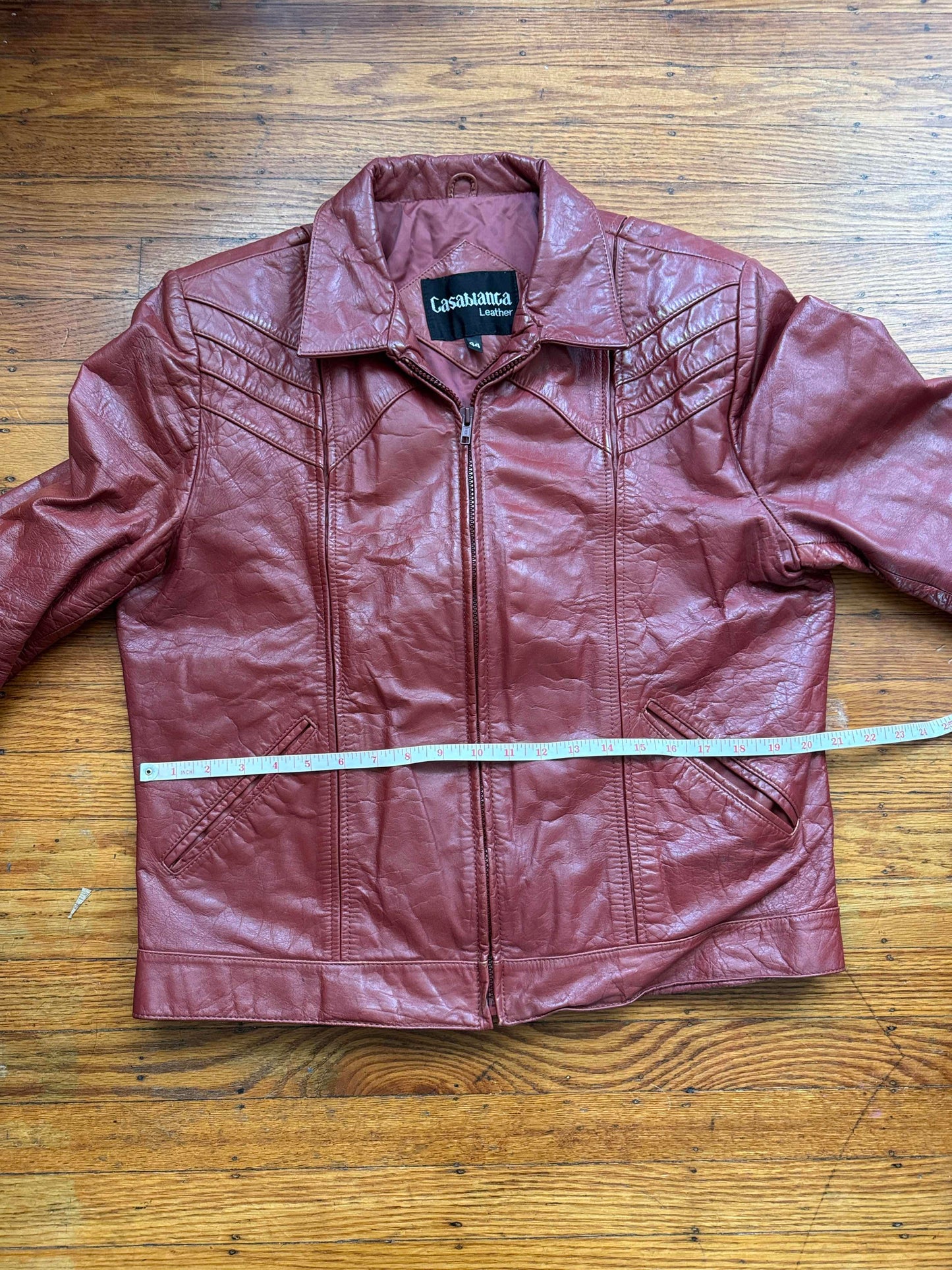 Men's (Unisex) 1970's Oxblood Vintage Leather Jacket, XL 44