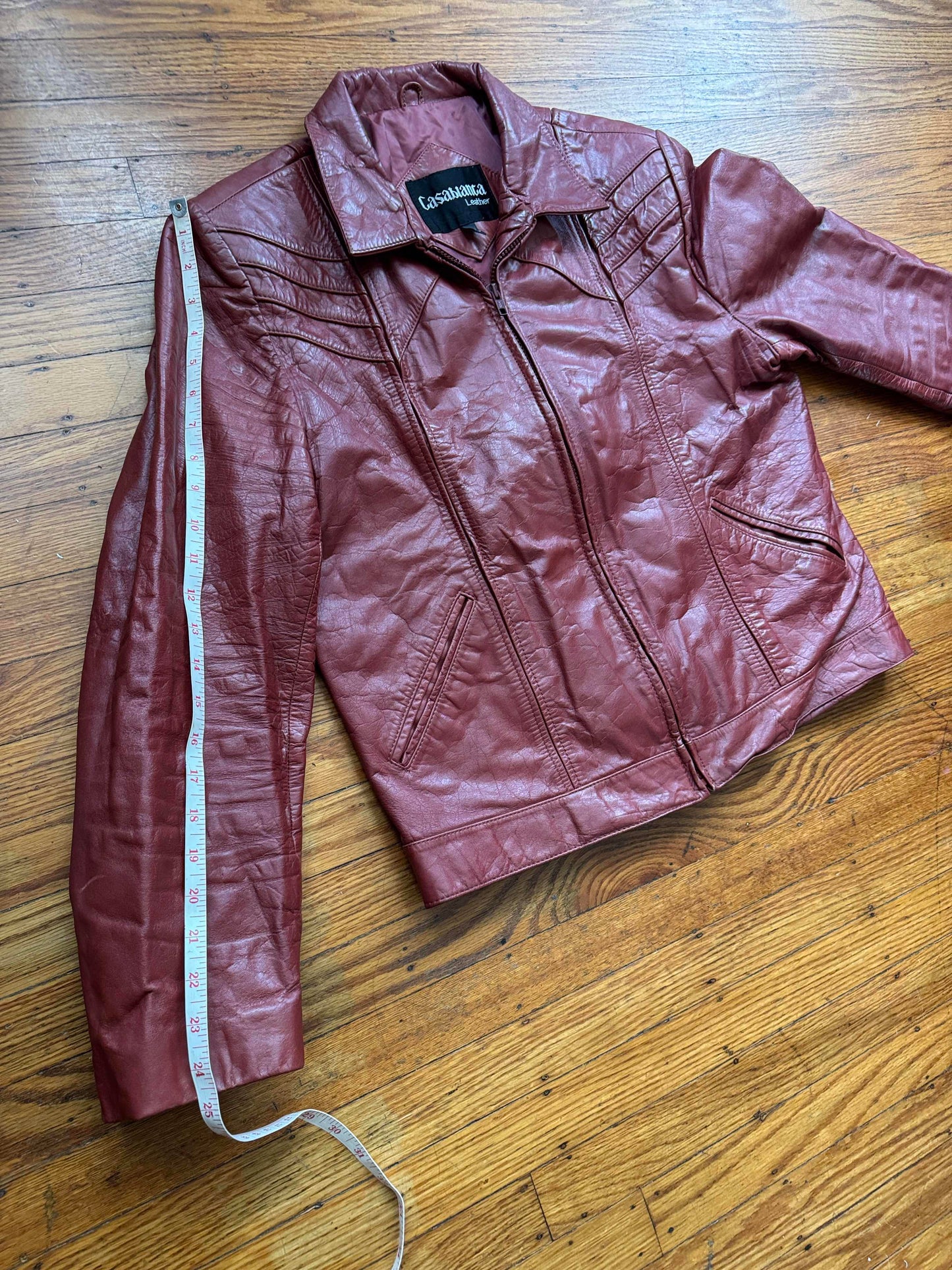 Men's (Unisex) 1970's Oxblood Vintage Leather Jacket, XL 44
