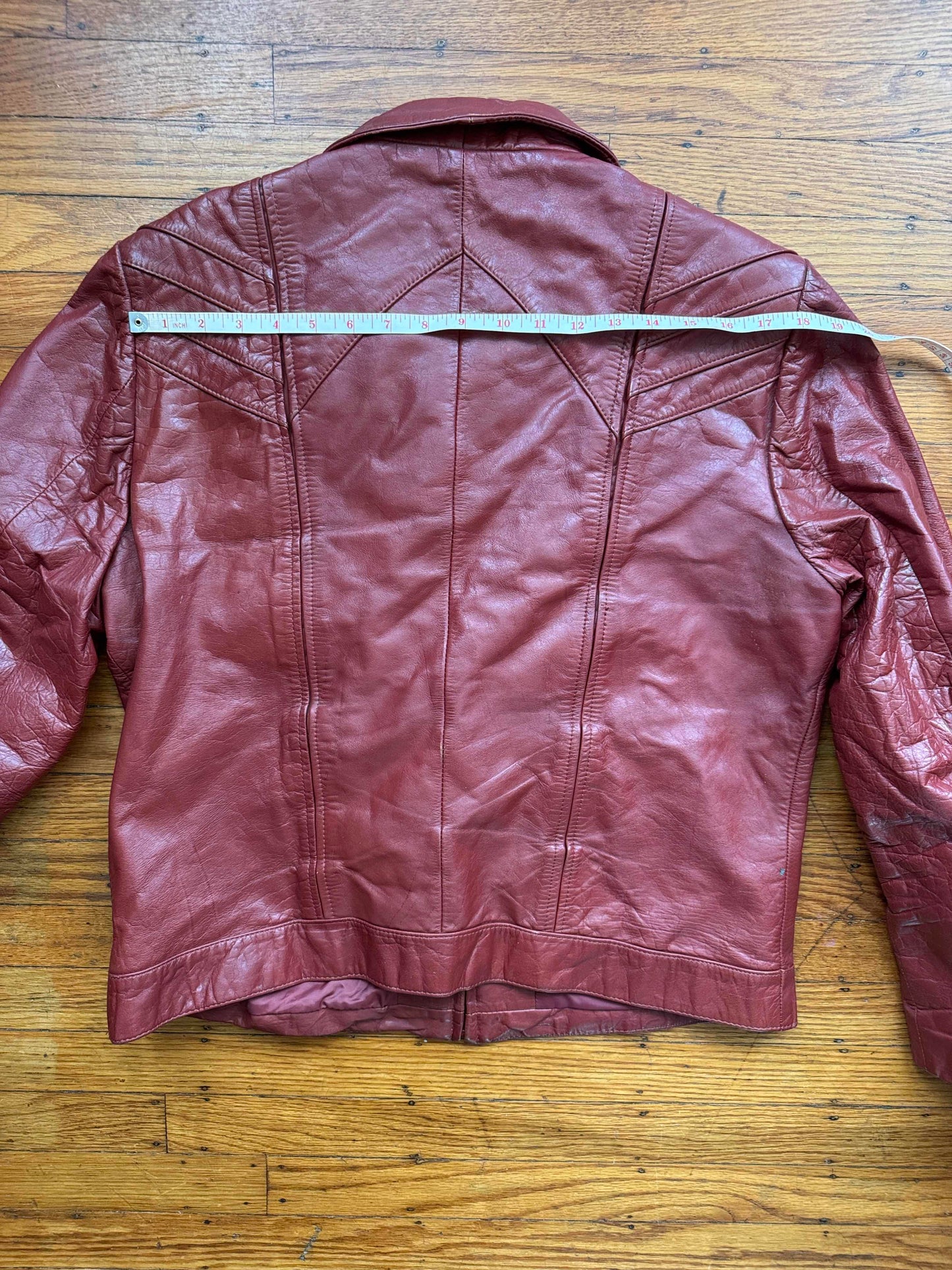 Men's (Unisex) 1970's Oxblood Vintage Leather Jacket, XL 44