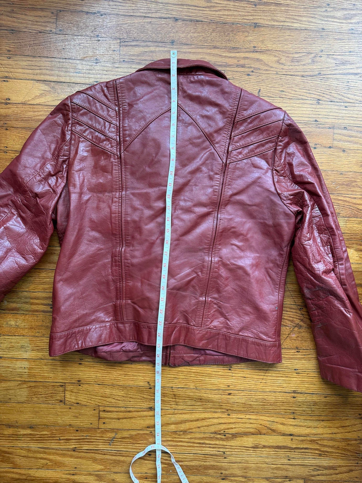 Men's (Unisex) 1970's Oxblood Vintage Leather Jacket, XL 44
