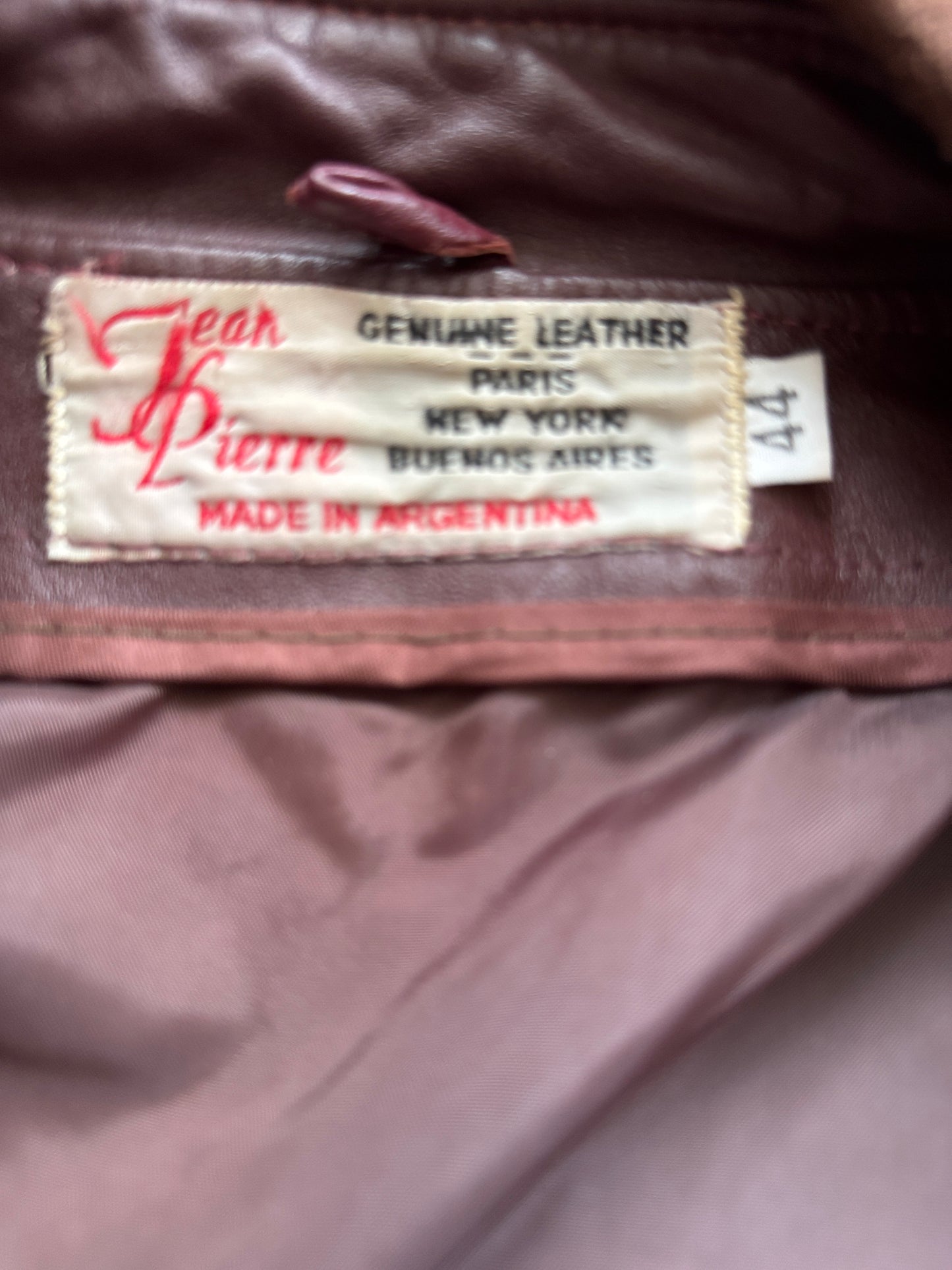 Men's 1970's Oxblood Vintage Leather Jacket, XL 44