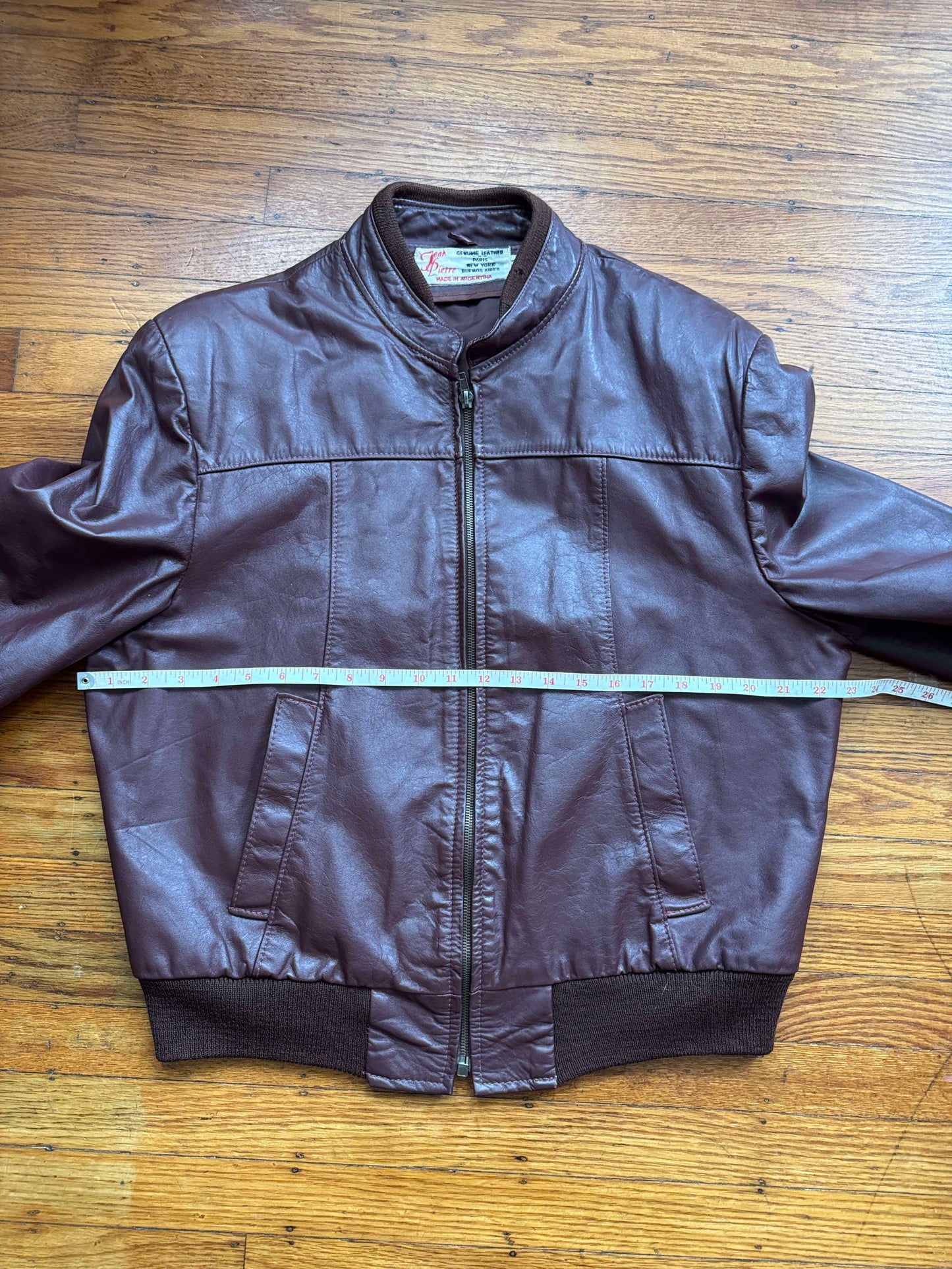 Men's 1970's Oxblood Vintage Leather Jacket, XL 44