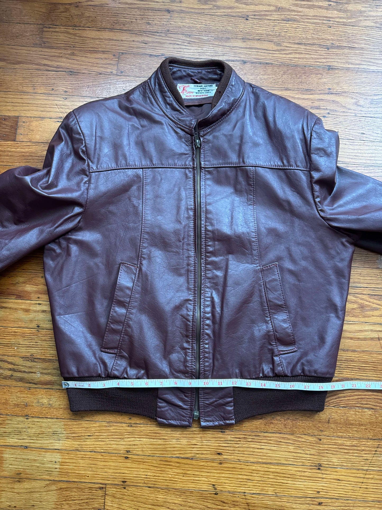 Men's 1970's Oxblood Vintage Leather Jacket, XL 44