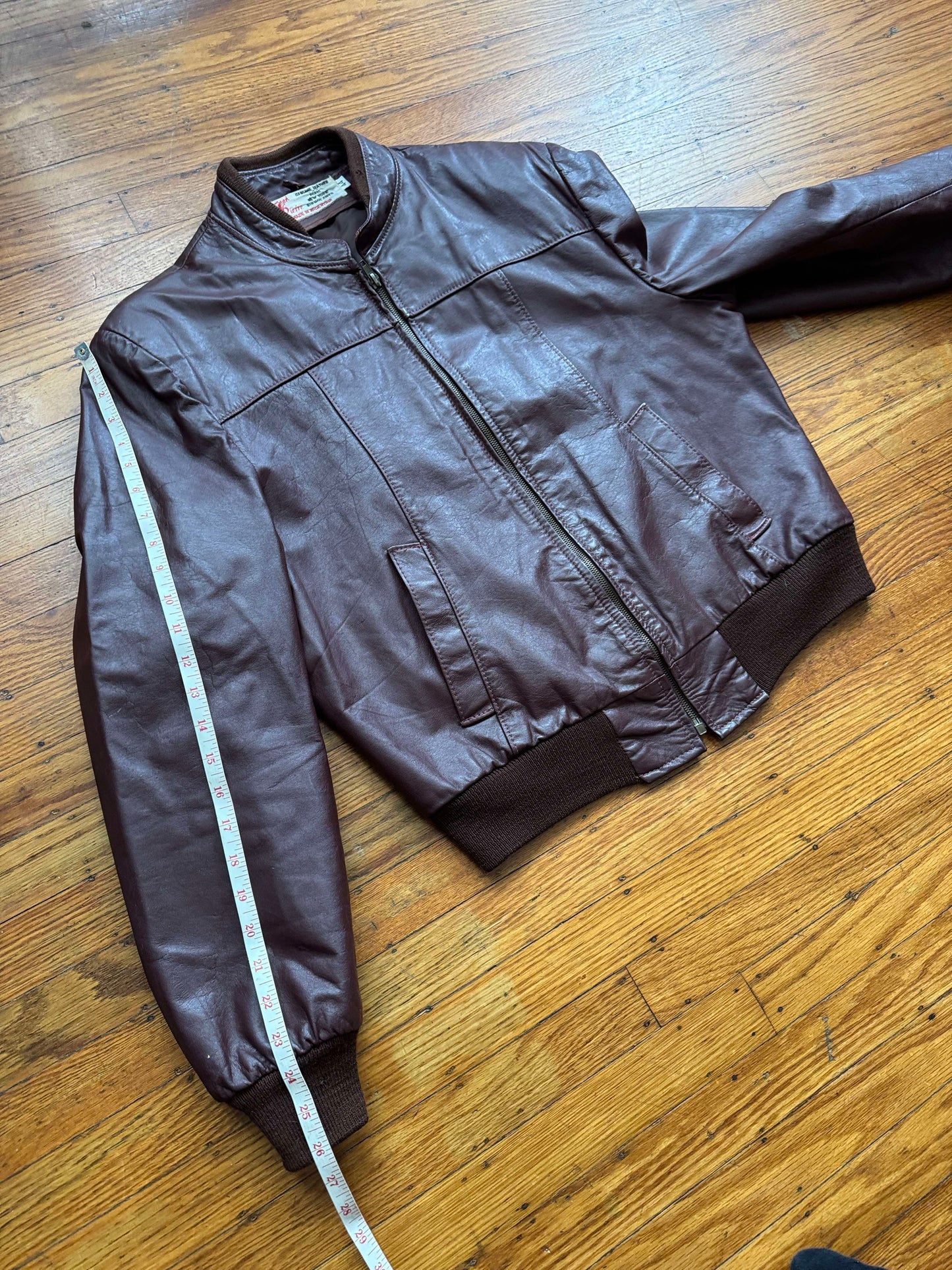 Men's 1970's Oxblood Vintage Leather Jacket, XL 44