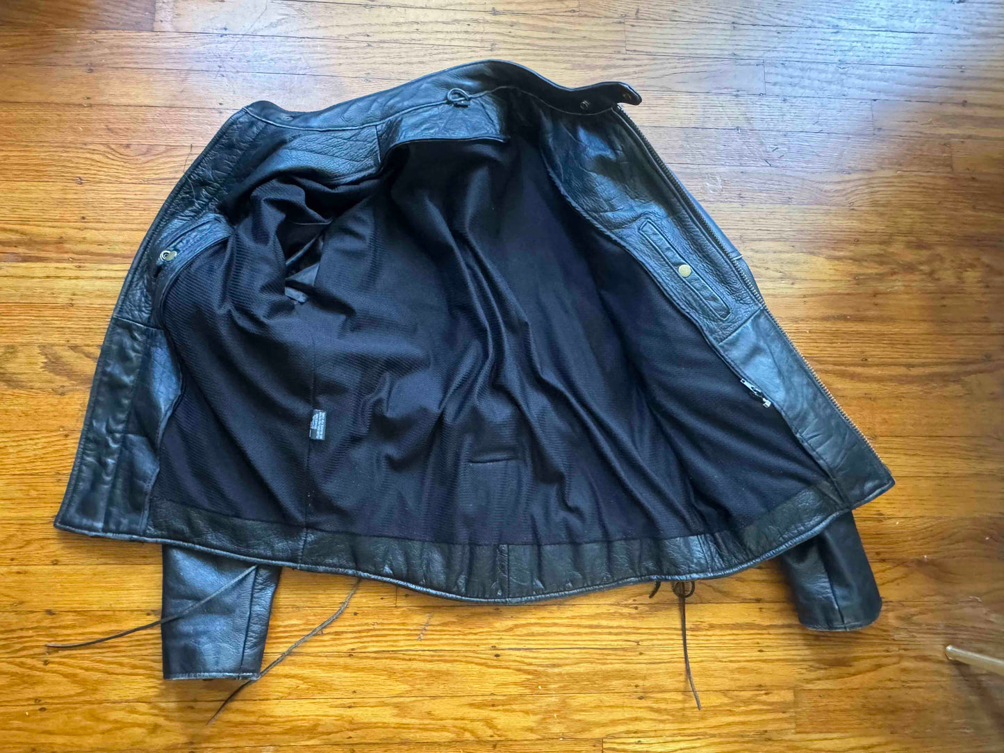 Men's Vintage Black Leather Cafe Racer Jacket, M with Skull back
