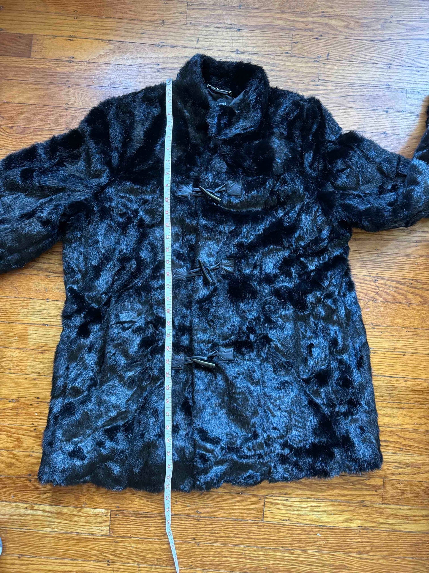 Black Faux Fur Statement Coat, L