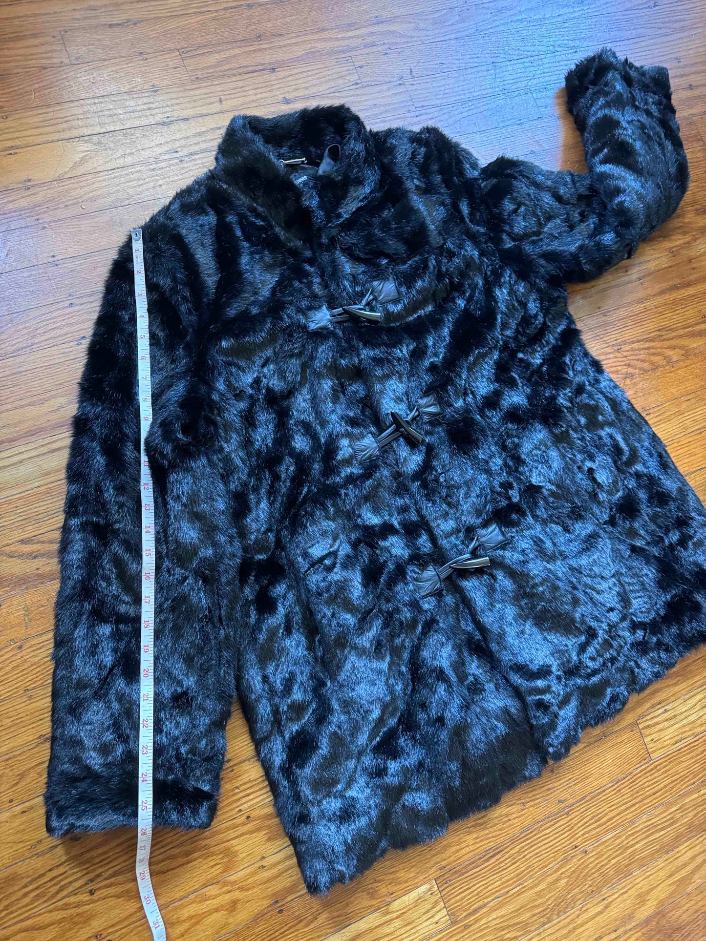 Black Faux Fur Statement Coat, L