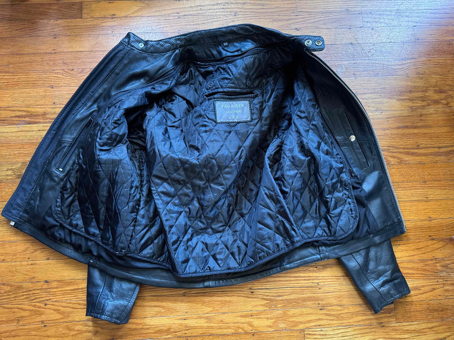 Men's Vintage Black Leather Cafe Racer Jacket, M