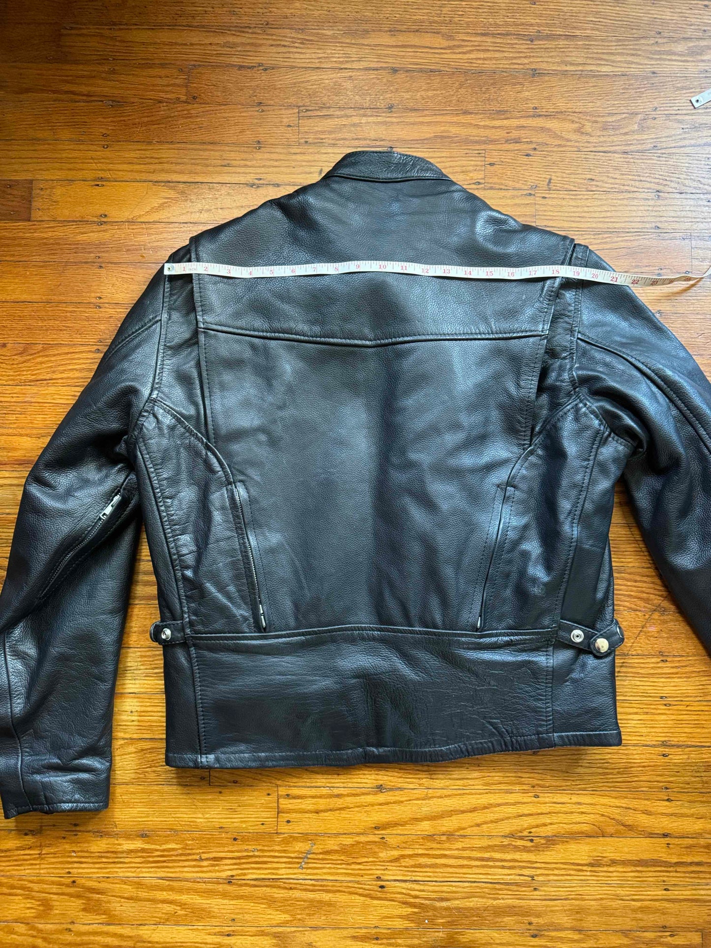 Men's Vintage Black Leather Cafe Racer Jacket, M