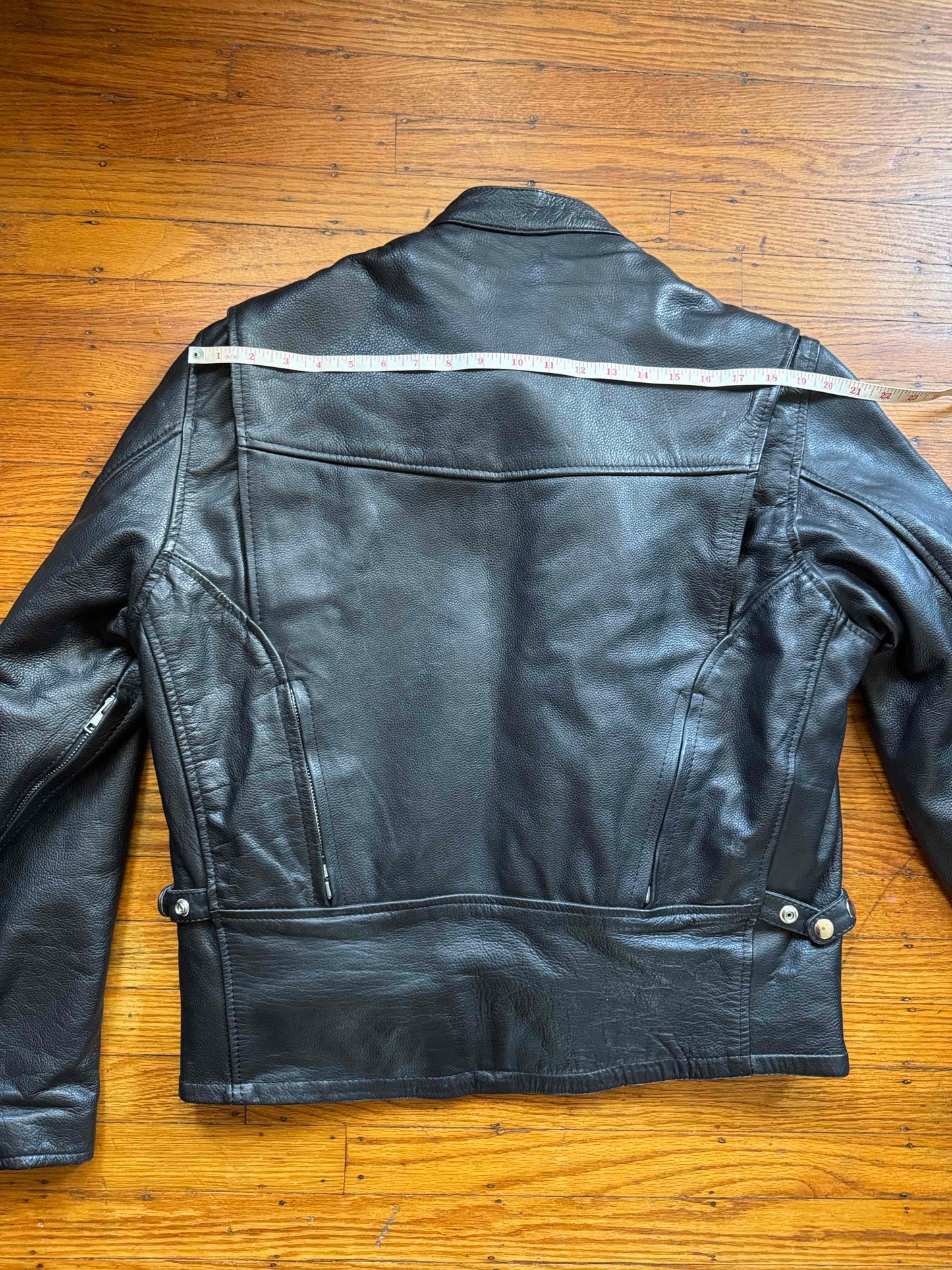 Men's Vintage Black Leather Cafe Racer Jacket, M
