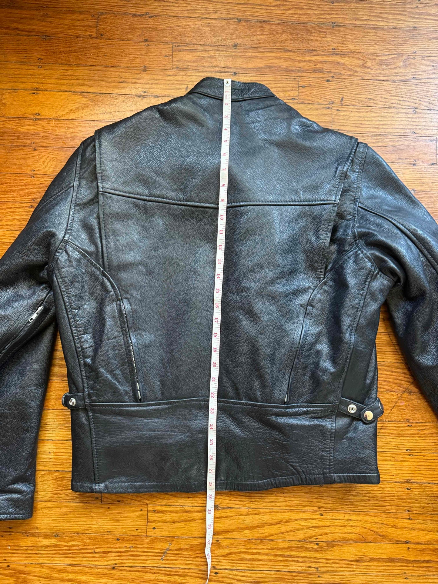 Men's Vintage Black Leather Cafe Racer Jacket, M