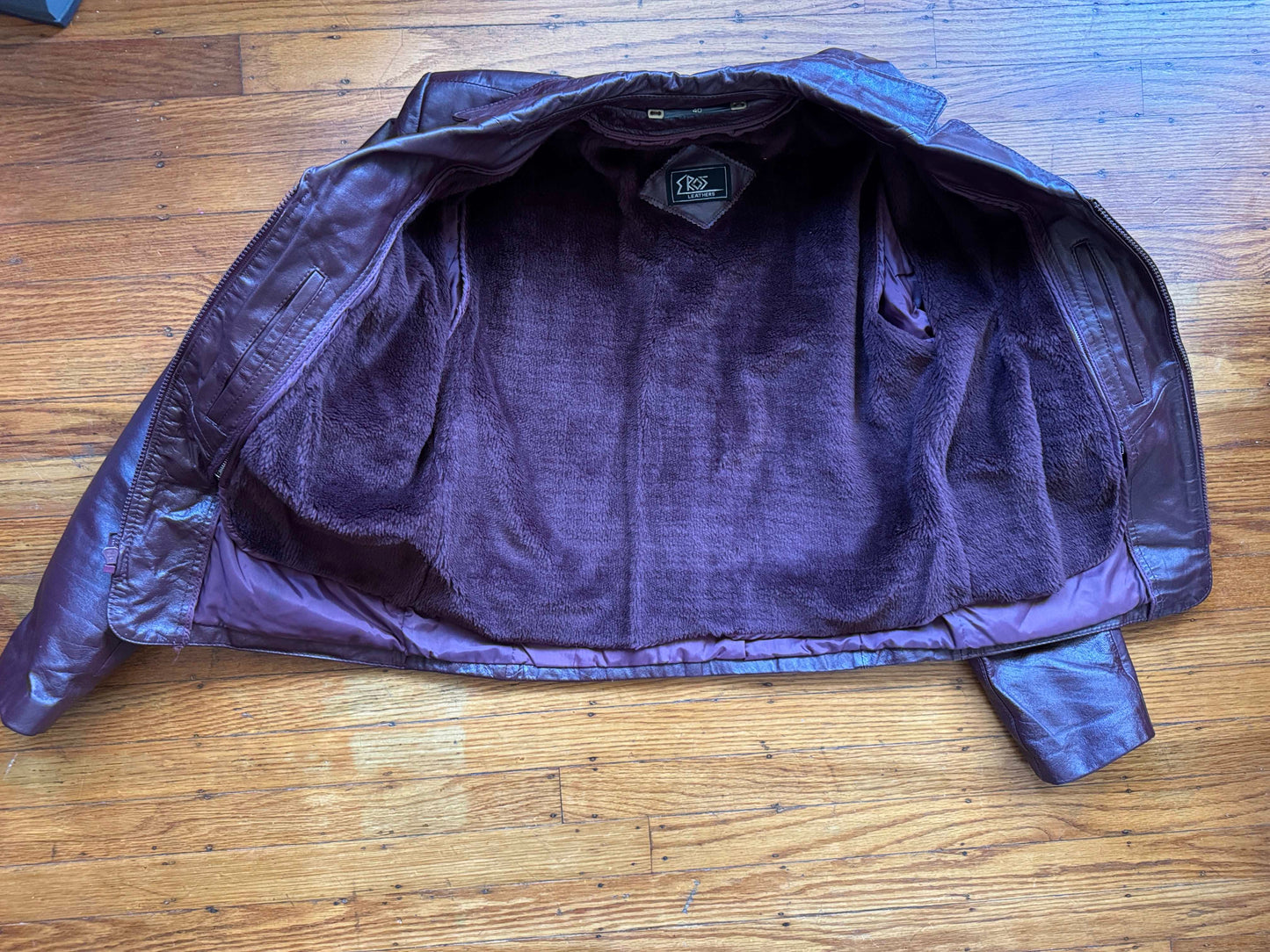Men's 1970's Oxblood Vintage Leather Jacket, L 40