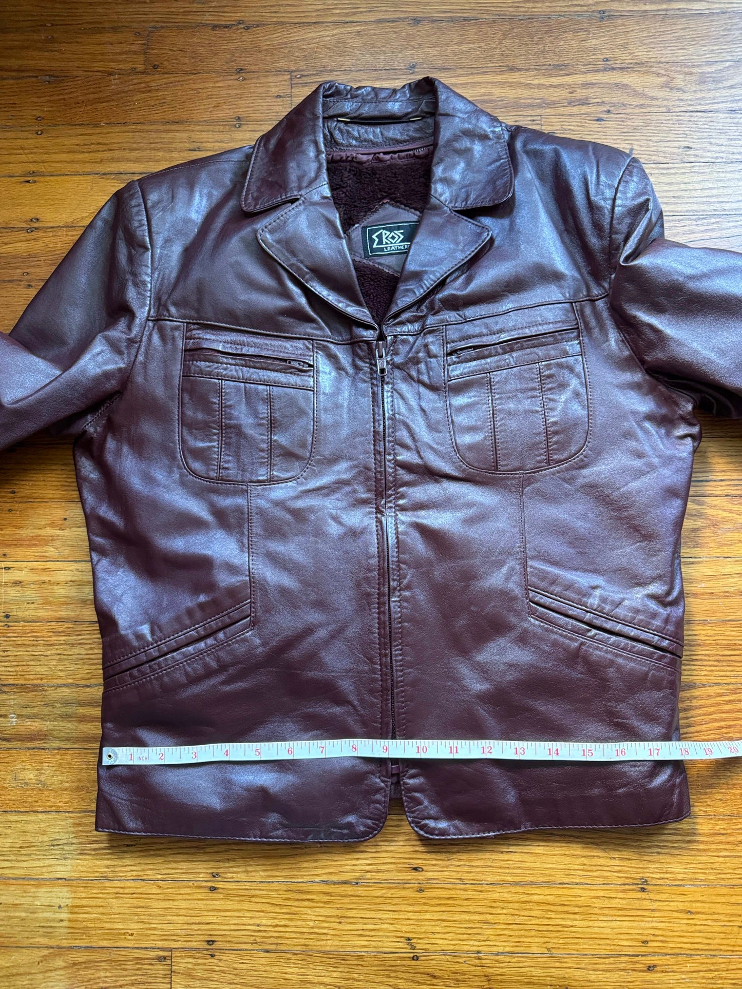 Men's 1970's Oxblood Vintage Leather Jacket, L 40