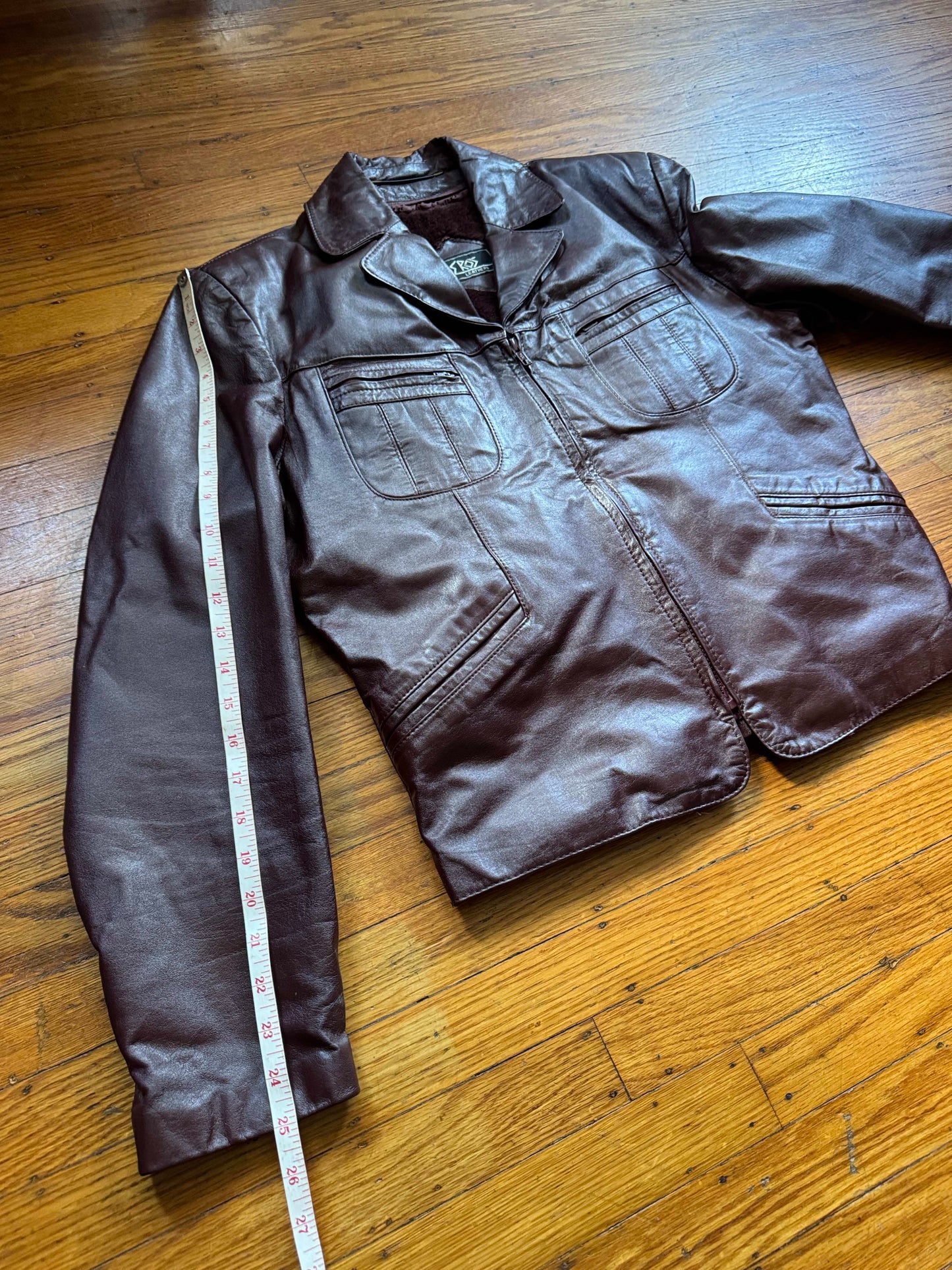Men's 1970's Oxblood Vintage Leather Jacket, L 40