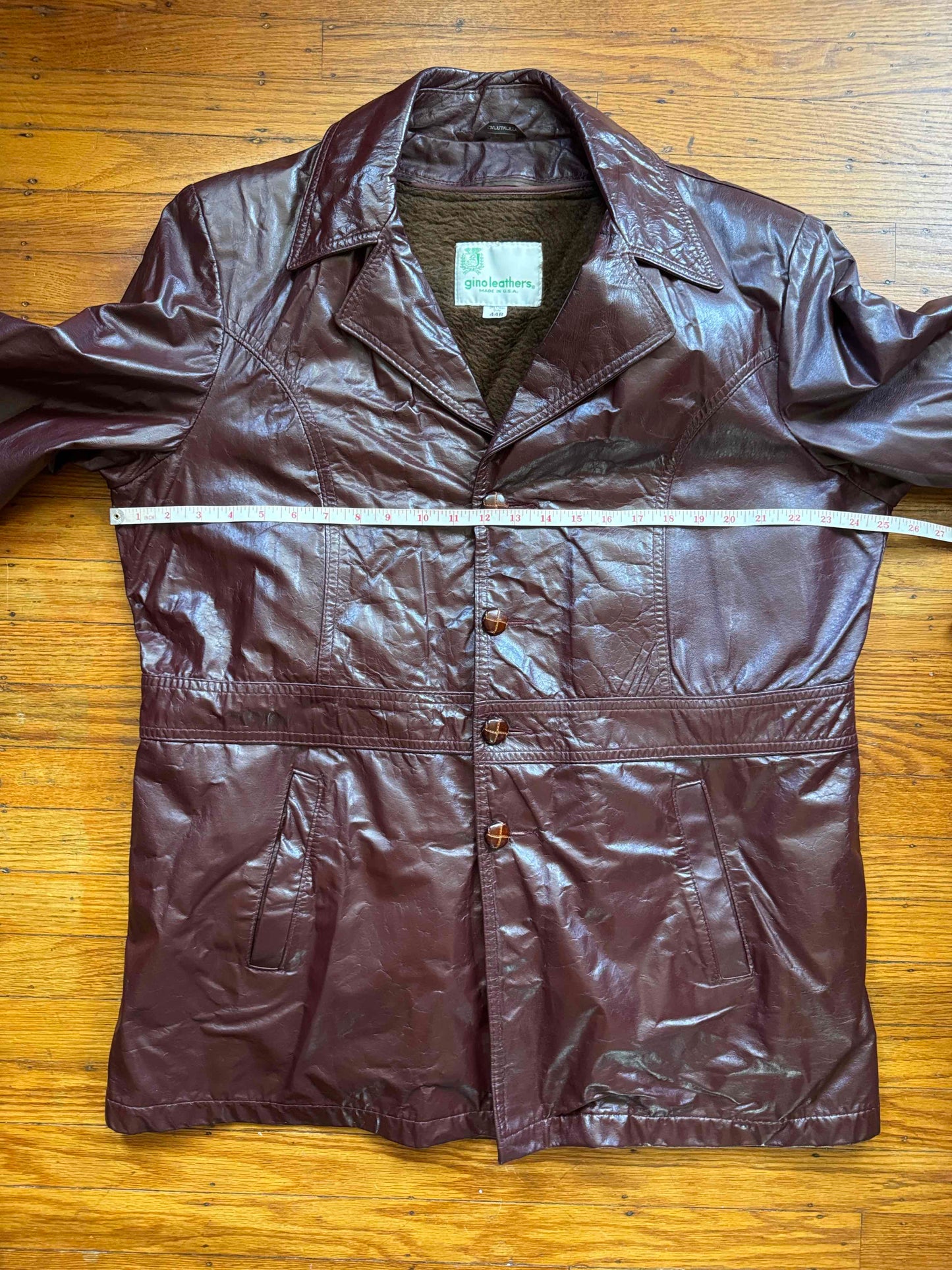 Men's 1970's Oxblood Vintage Leather Jacket, XL 44