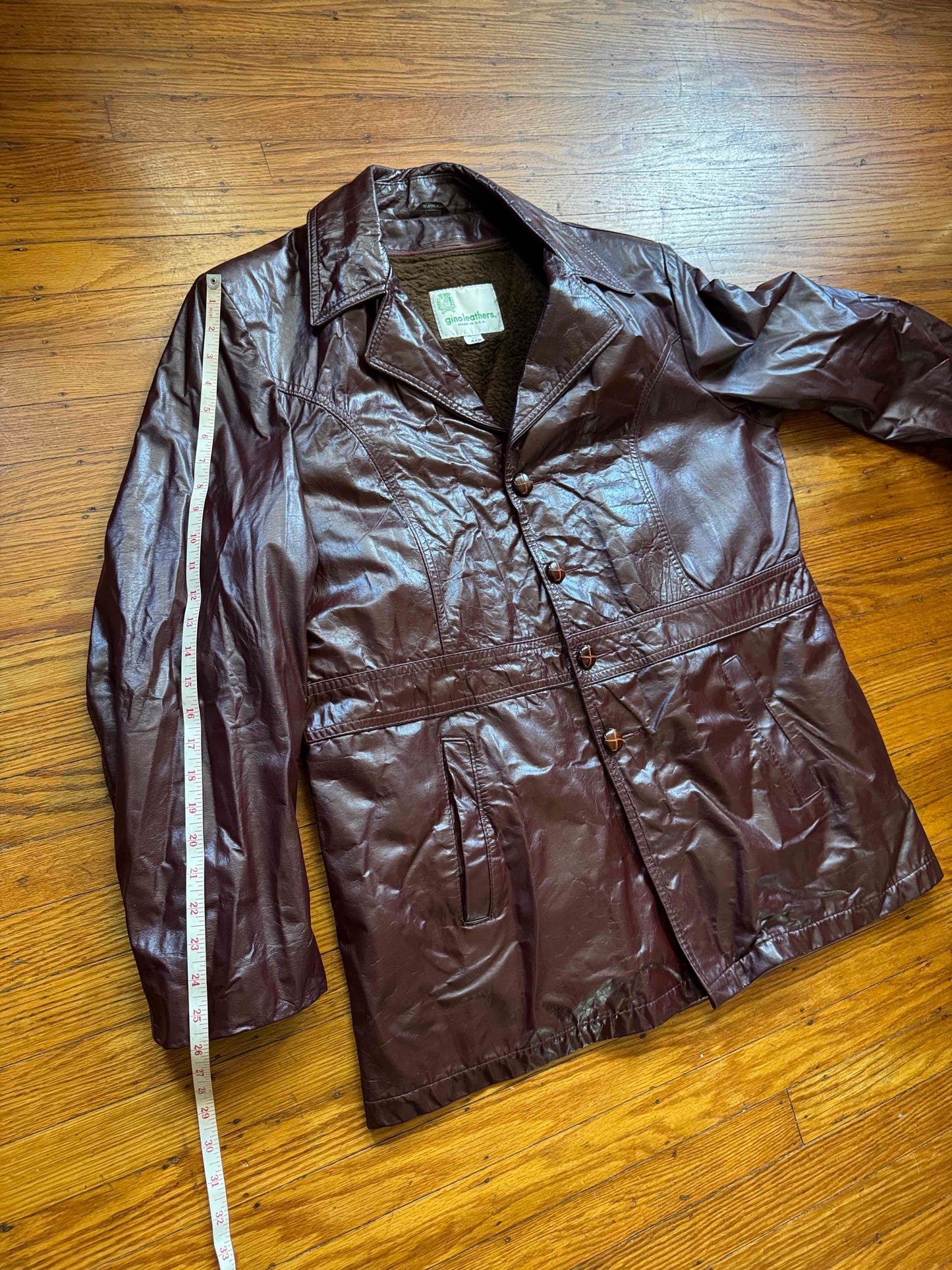 Men's 1970's Oxblood Vintage Leather Jacket, XL 44