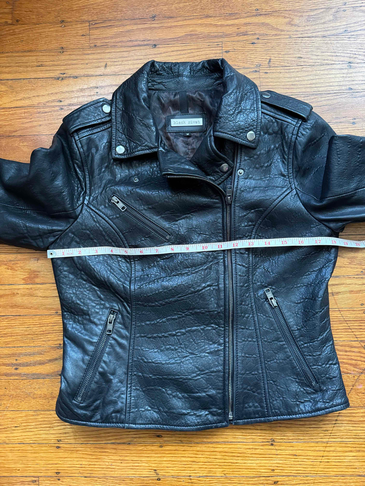 Women's Textured Leather Motorcycle Jacket, M