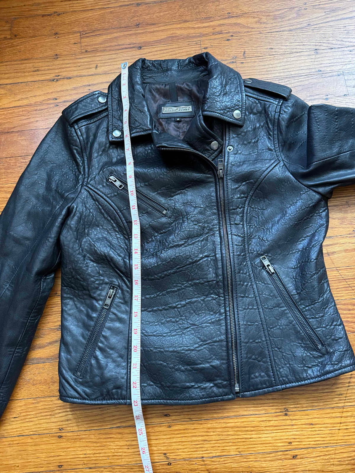 Women's Textured Leather Motorcycle Jacket, M