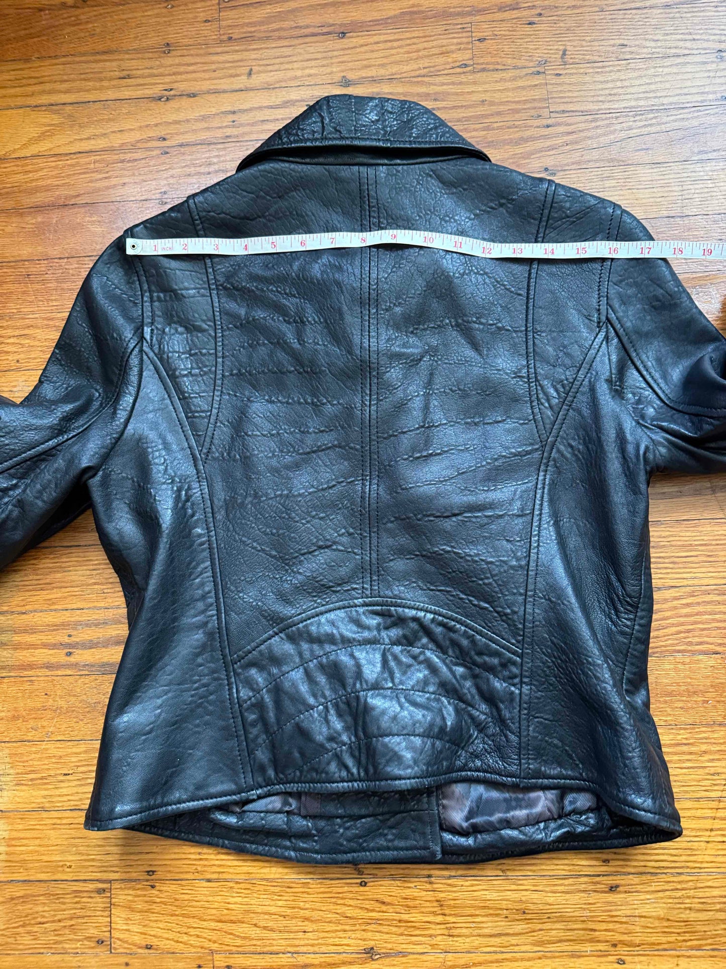 Women's Textured Leather Motorcycle Jacket, M