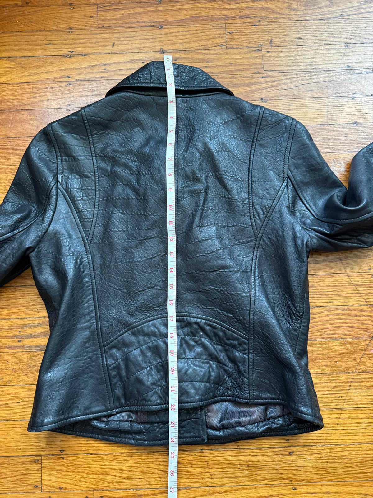 Women's Textured Leather Motorcycle Jacket, M