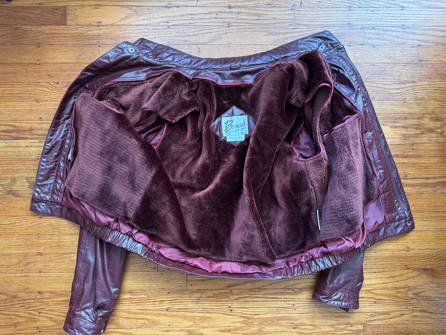 Men's 1970's Oxblood Vintage Leather Jacket, XL 46