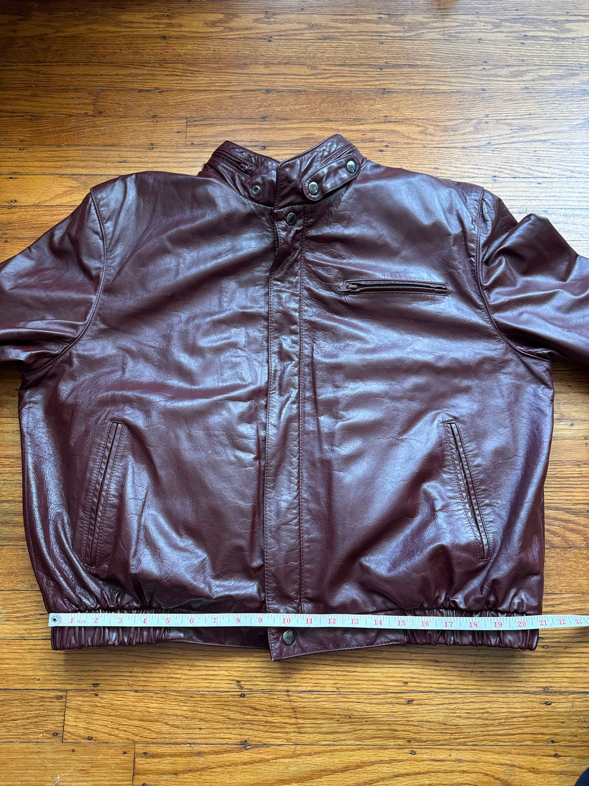 Men's 1970's Oxblood Vintage Leather Jacket, XL 46