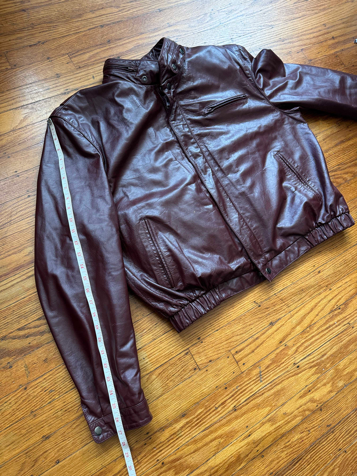 Men's 1970's Oxblood Vintage Leather Jacket, XL 46