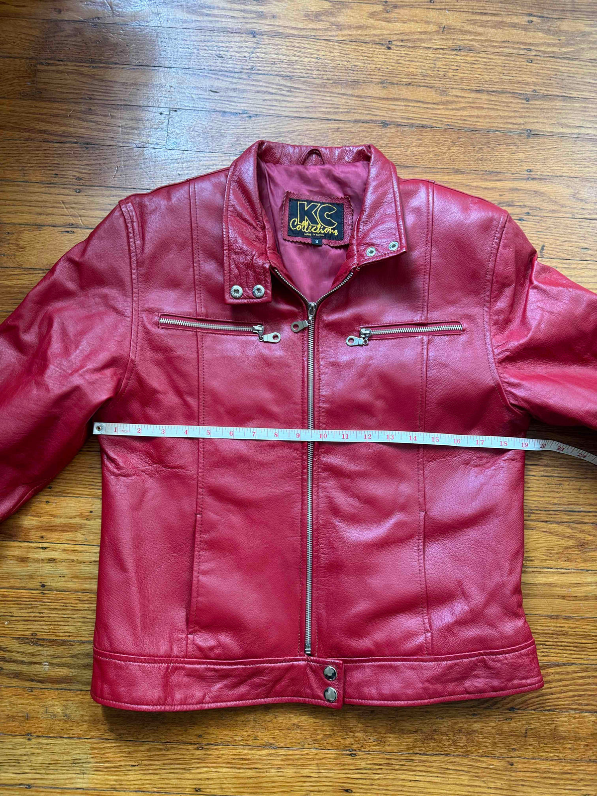 Men's (Unisex) Red Y2K Vintage Leather Jacket, S