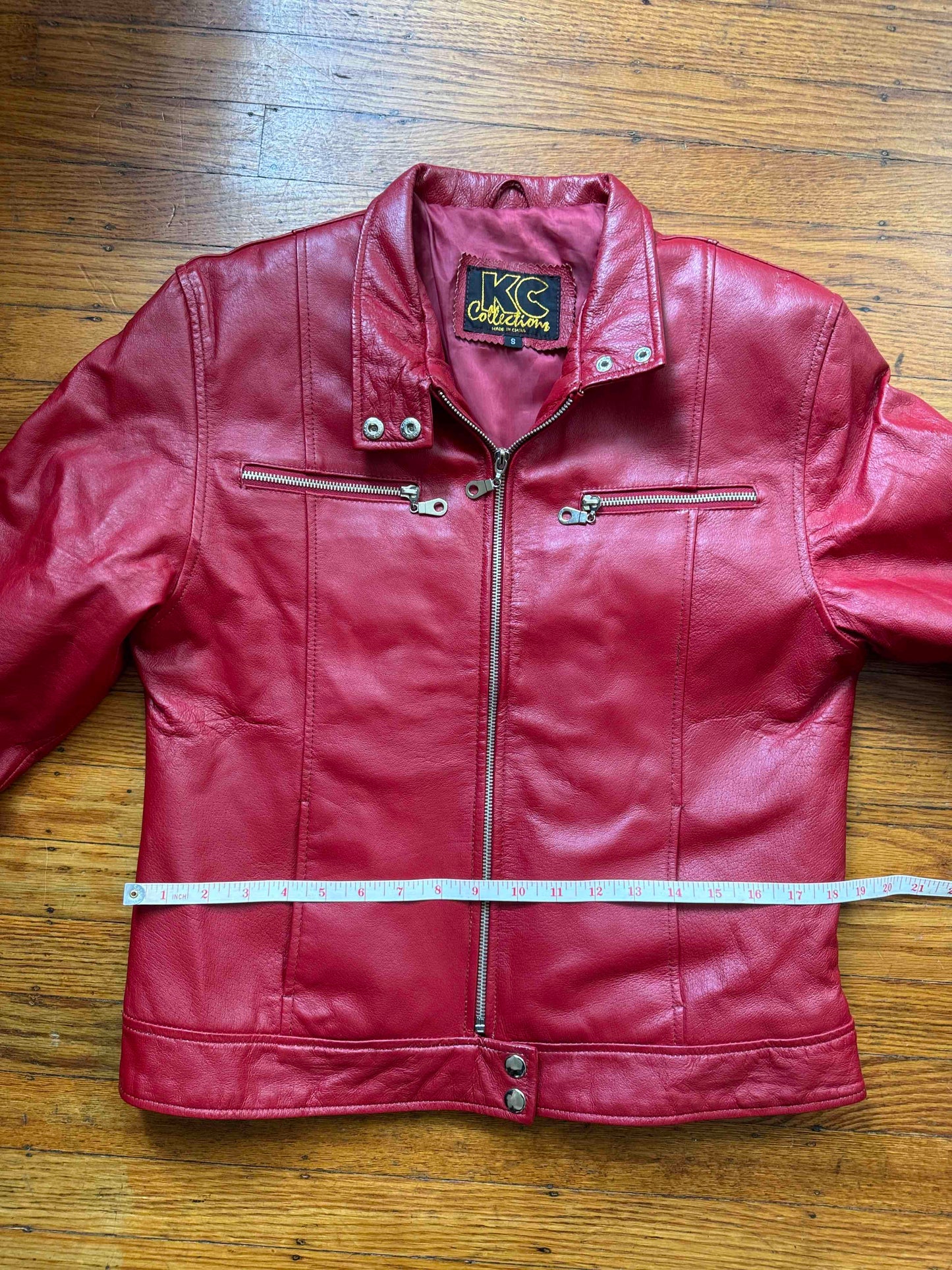 Men's (Unisex) Red Y2K Vintage Leather Jacket, S