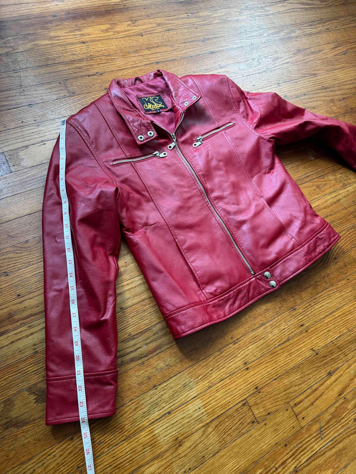 Men's (Unisex) Red Y2K Vintage Leather Jacket, S