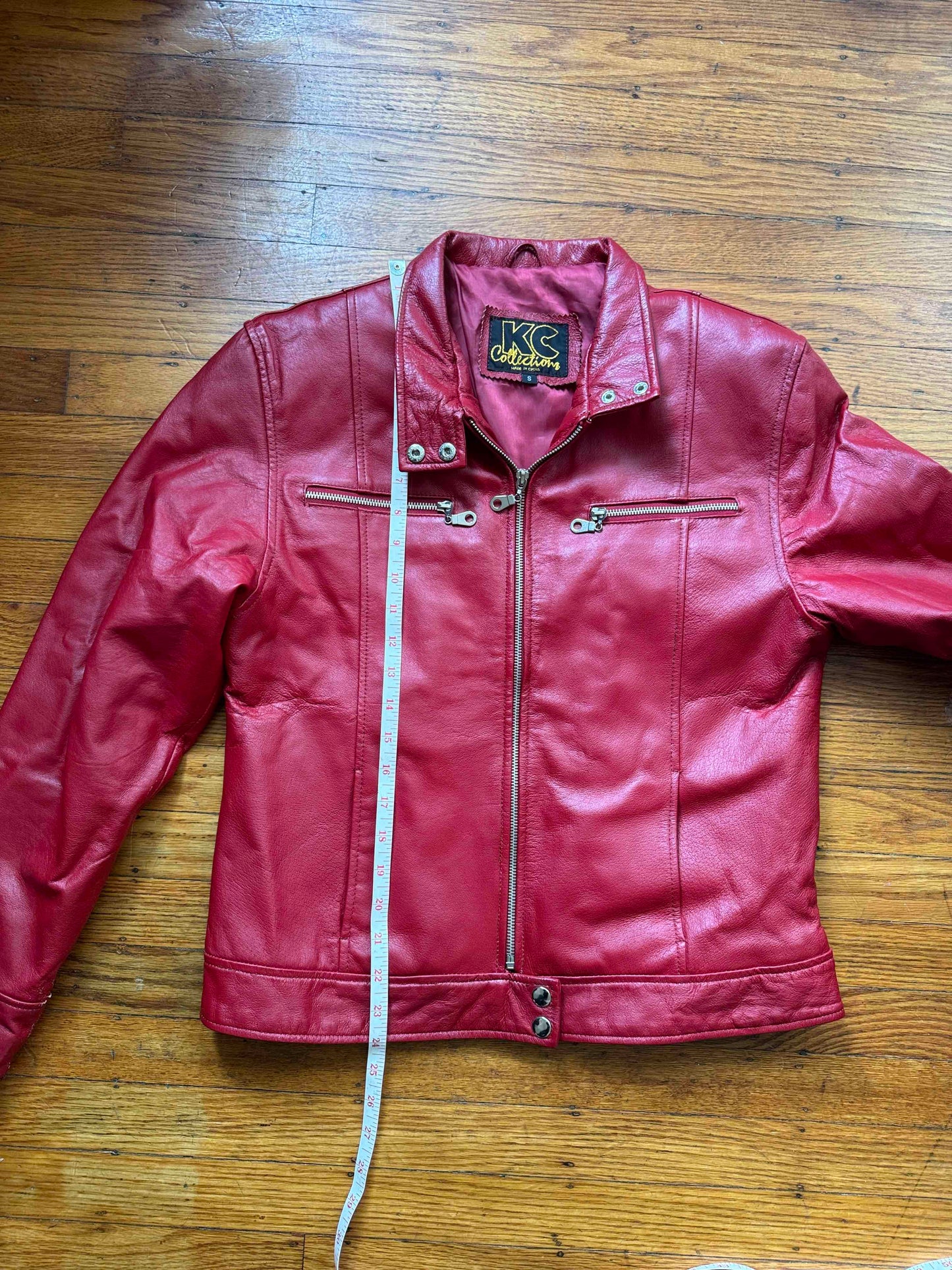 Men's (Unisex) Red Y2K Vintage Leather Jacket, S