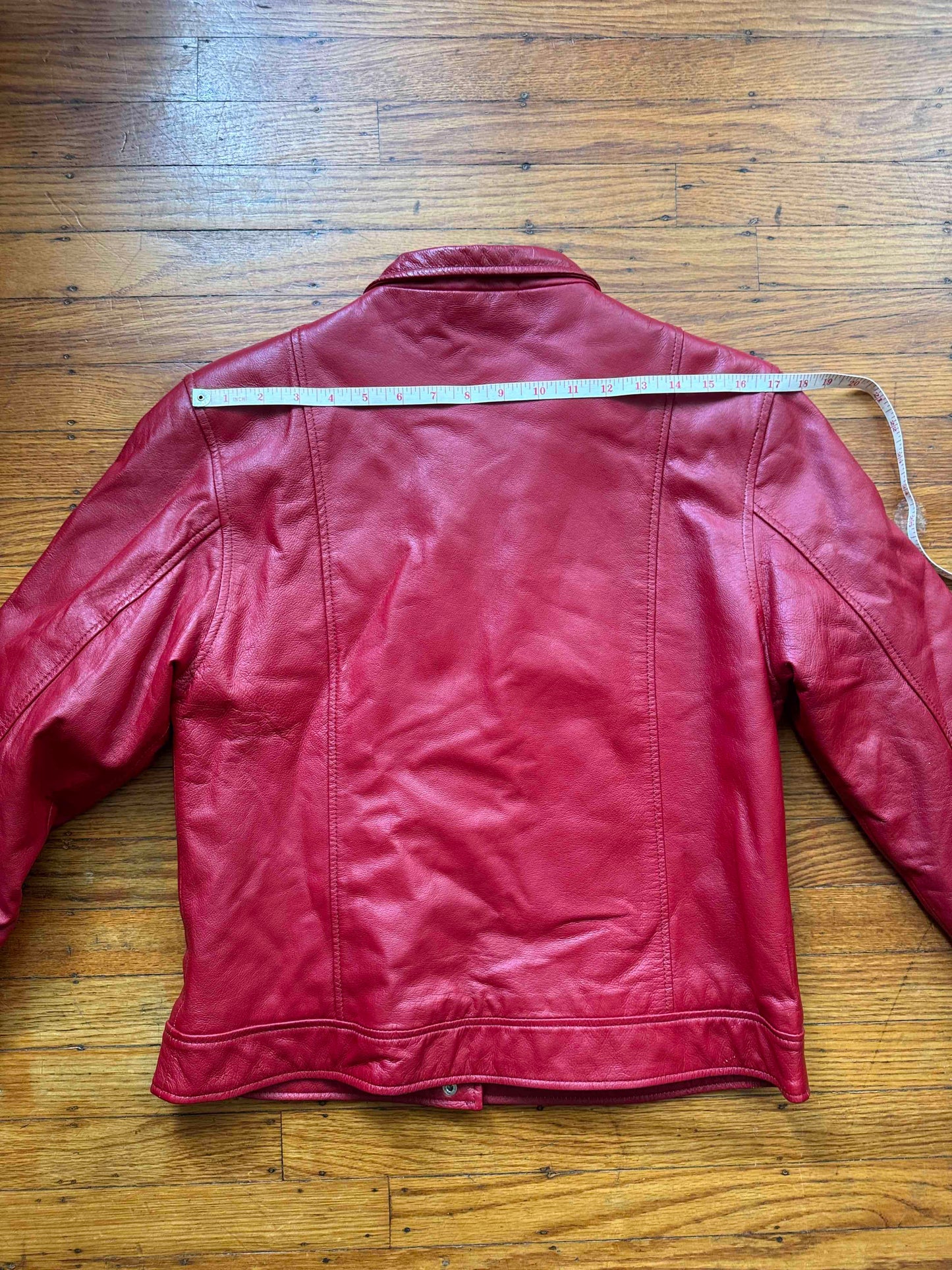 Men's (Unisex) Red Y2K Vintage Leather Jacket, S