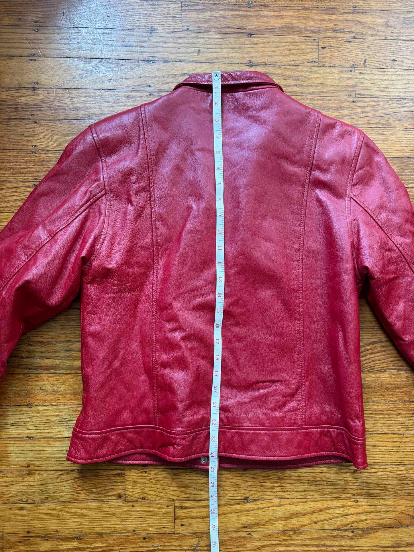 Men's (Unisex) Red Y2K Vintage Leather Jacket, S