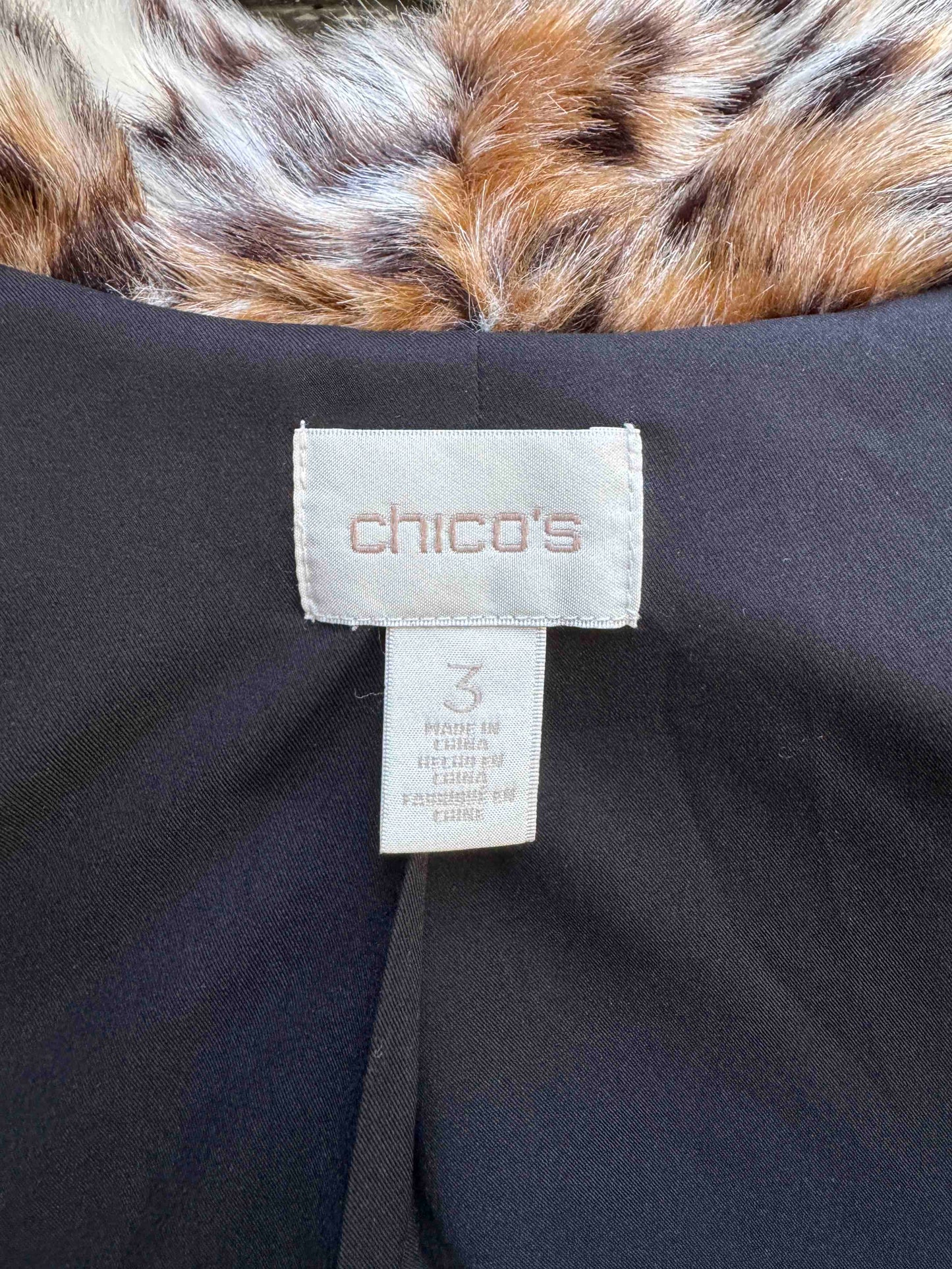 Leopard Print Faux Fur Coat, XL