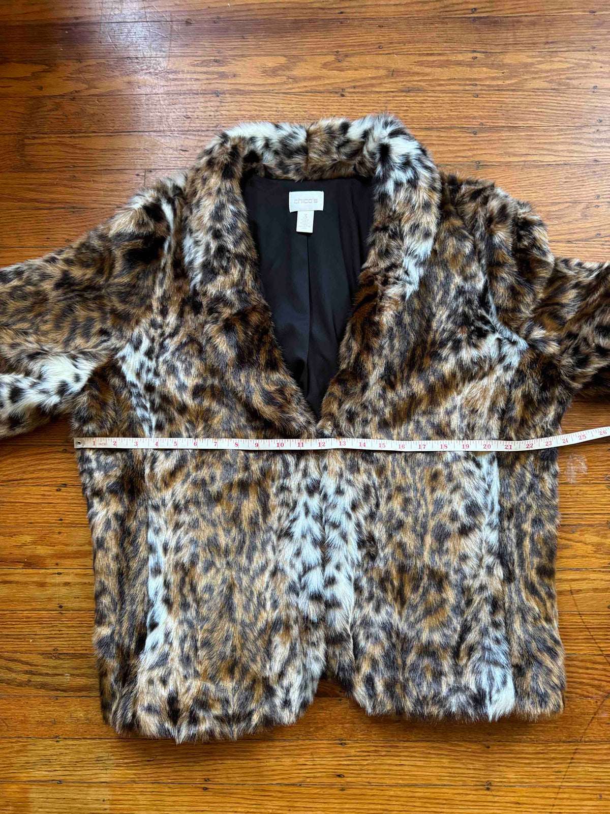 Leopard Print Faux Fur Coat, XL
