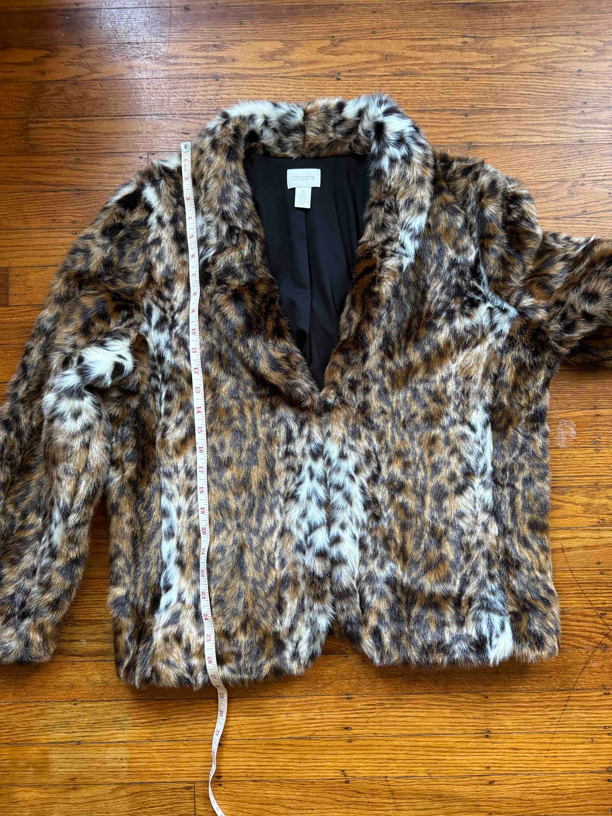 Leopard Print Faux Fur Coat, XL