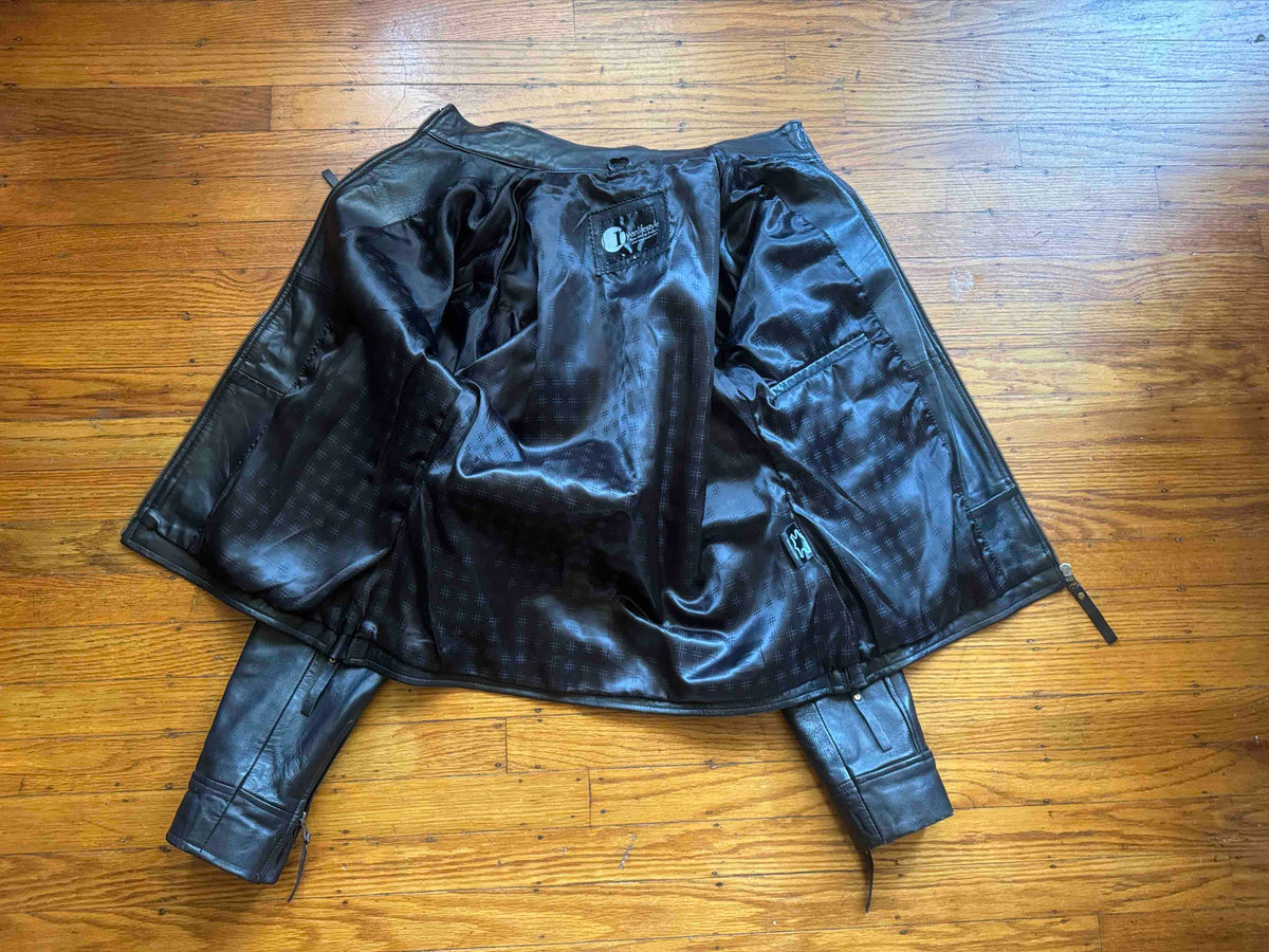 Men's Vintage Black Leather Cafe Racer Jacket, L 40